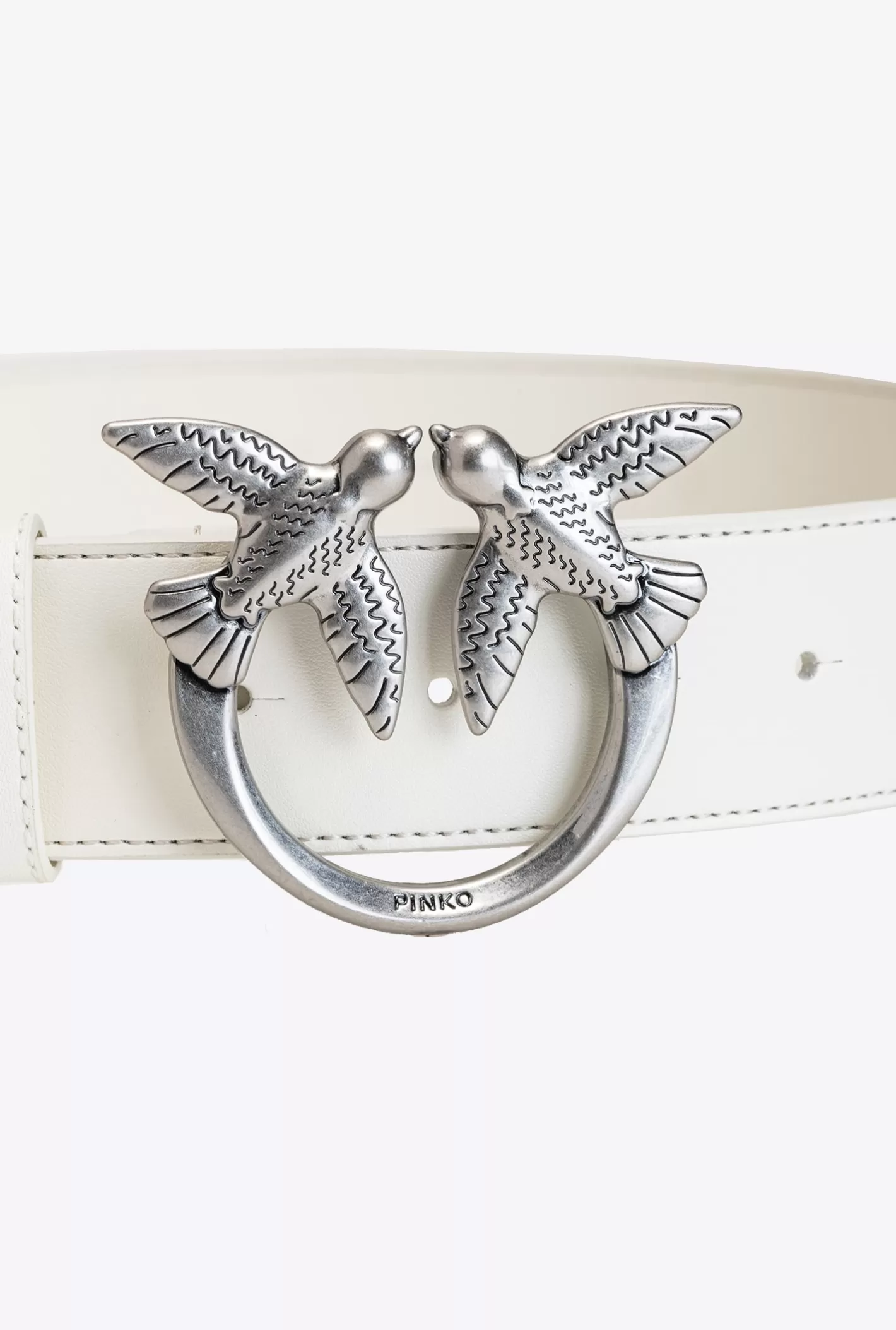 Pinko Cintura Love Birds in pelle BIANCO+BIANCO-OLD SILVER Hot