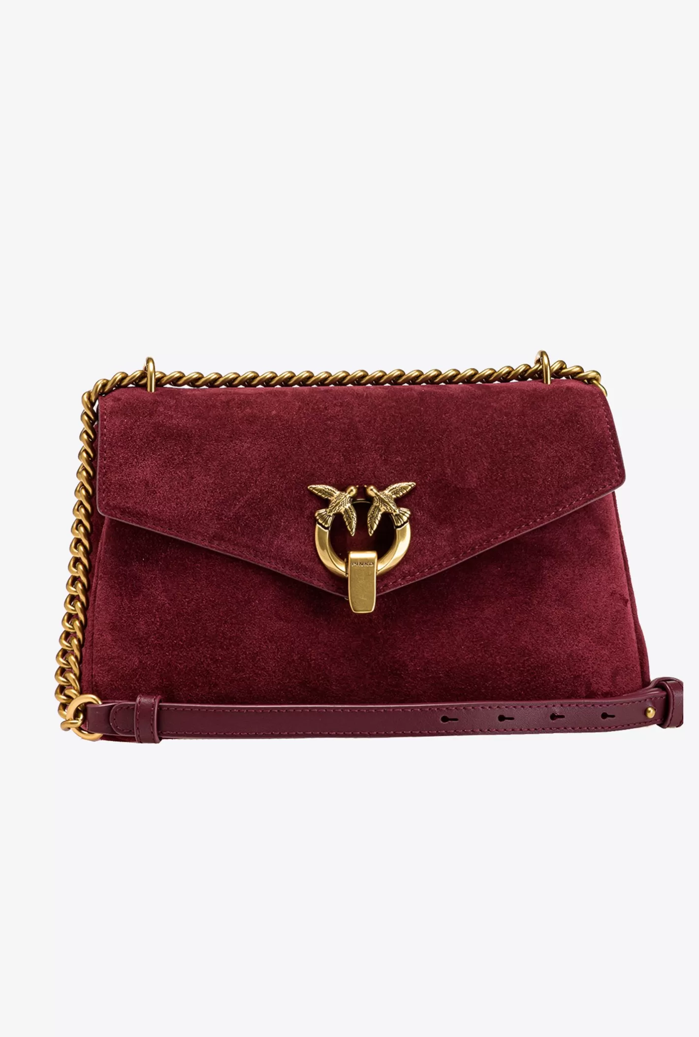 Pinko Classic Cupido Bag Messenger in suede RIBES INTENSO-ANTIQUE GOLD Fashion