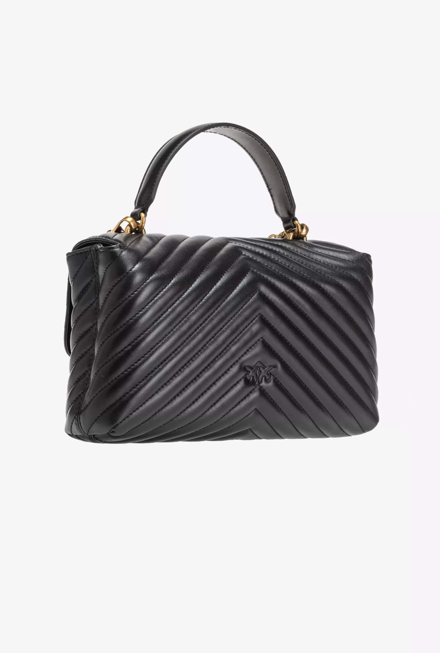 Pinko Classic Lady Love Bag Puff Chevron NERO-ANTIQUE GOLD Store