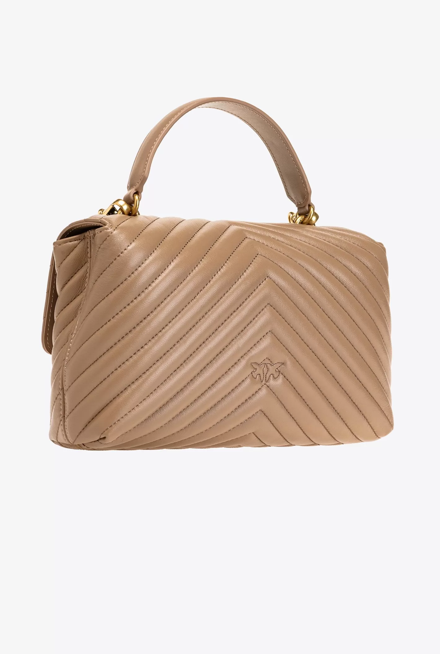 Pinko Classic Lady Love Bag Puff Chevron BISCOTTO ZENZERO-ANTIQUE GOLD Store