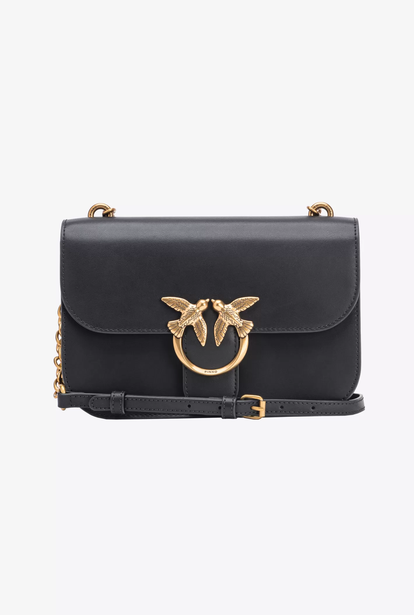 Pinko Classic Love Bag Bell in pelle NERO-ANTIQUE GOLD Best