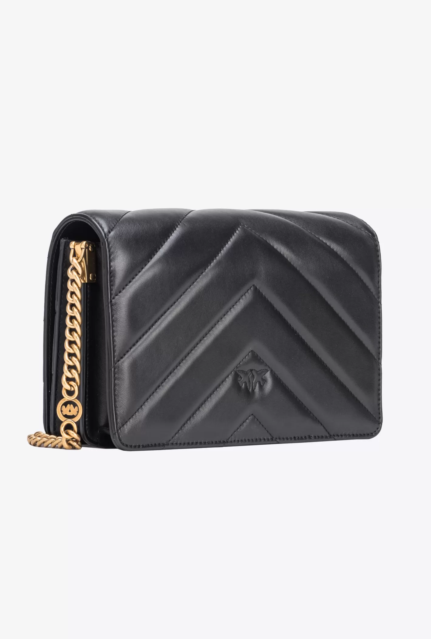 Pinko Classic Love Bag Click Big Chevron NERO-ANTIQUE GOLD New