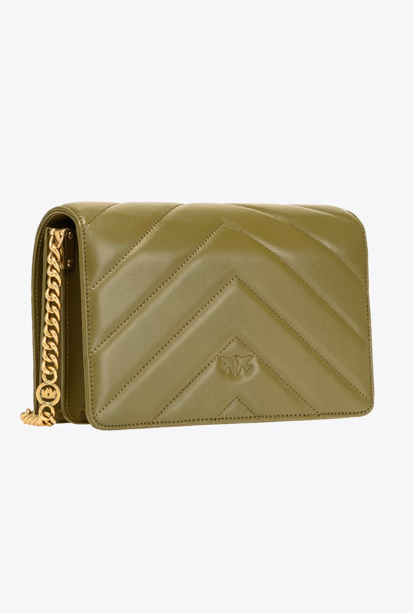 Pinko Classic Love Bag Click Big Chevron VERDE ABETE-ANTIQUE GOLD Cheap