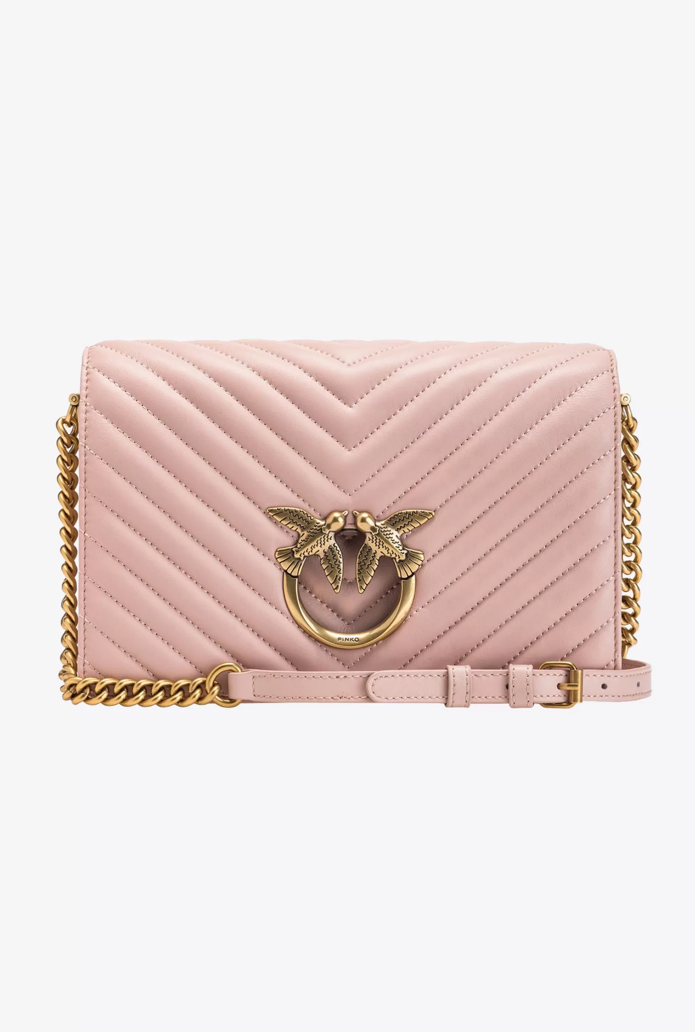 Pinko Classic Love Bag Click Chevron ROSA/POLVERE ROSA-ANTIQUE GOLD Shop