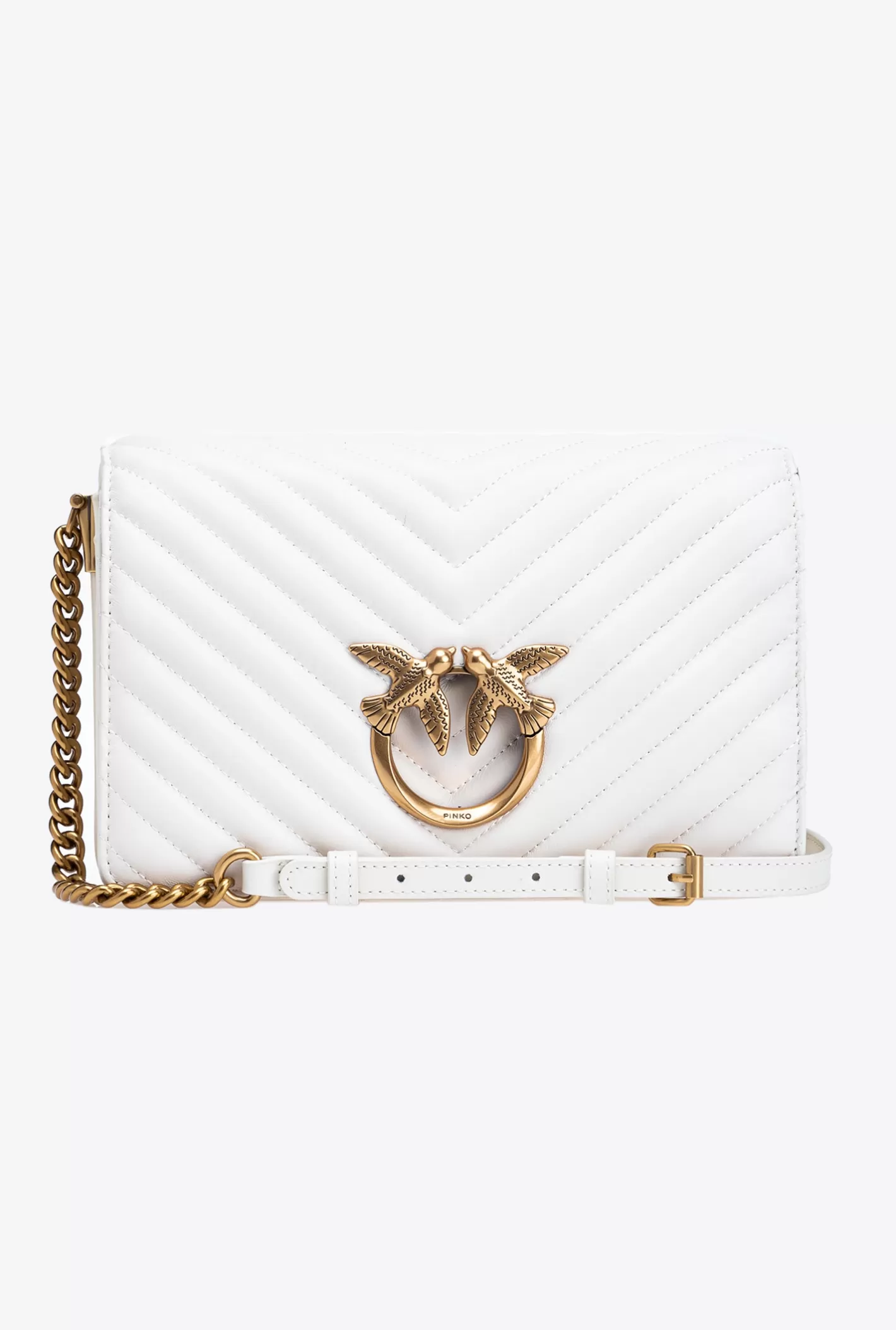 Pinko Classic Love Bag Click Chevron BIANCO+BANCO-ANTIQUE GOLD Clearance