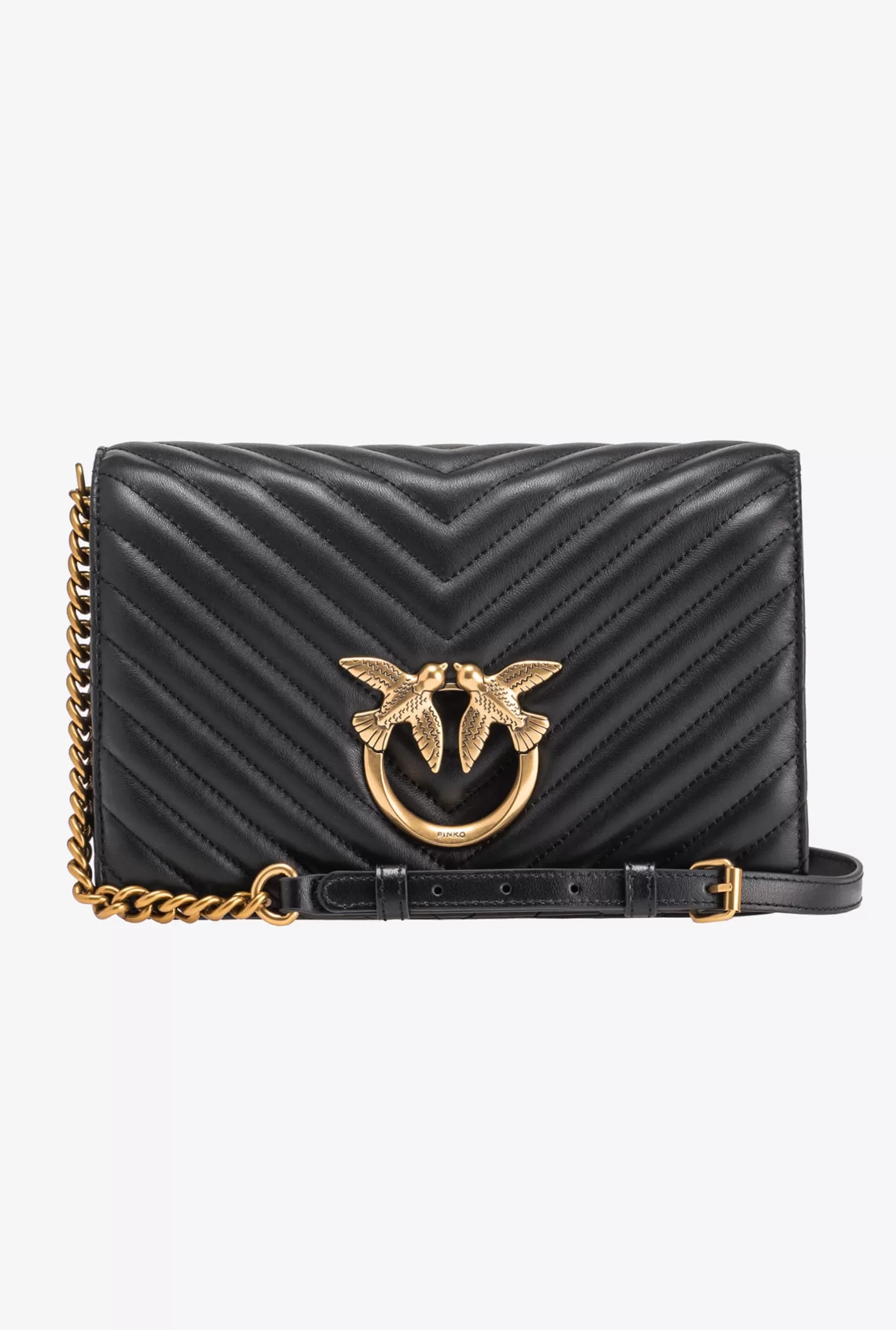 Pinko Classic Love Bag Click Chevron NERO-ANTIQUE GOLD Store