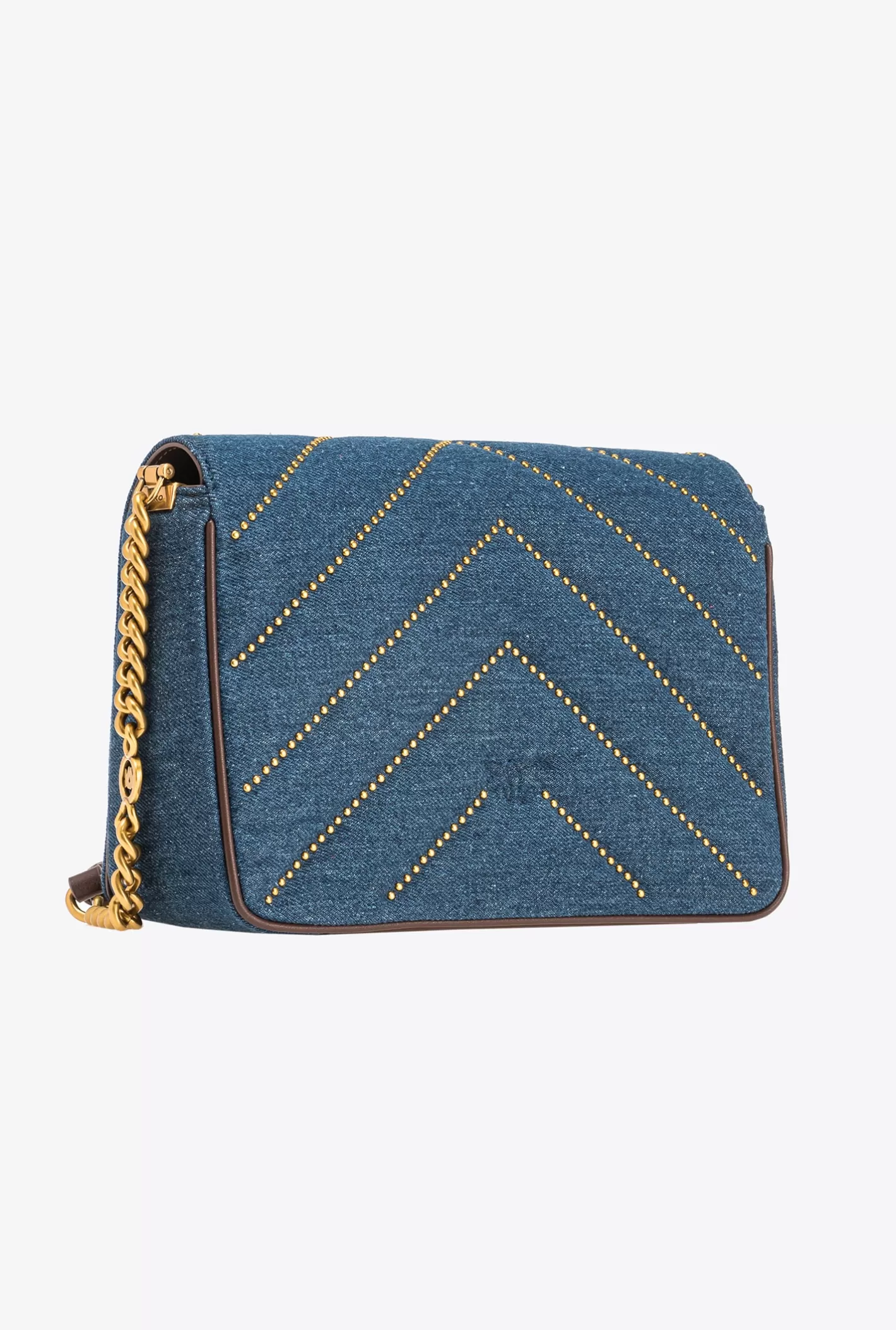 Pinko Classic Love Bag Click Denim con borchie DENIM BLU-ANTIQUE GOLD Shop