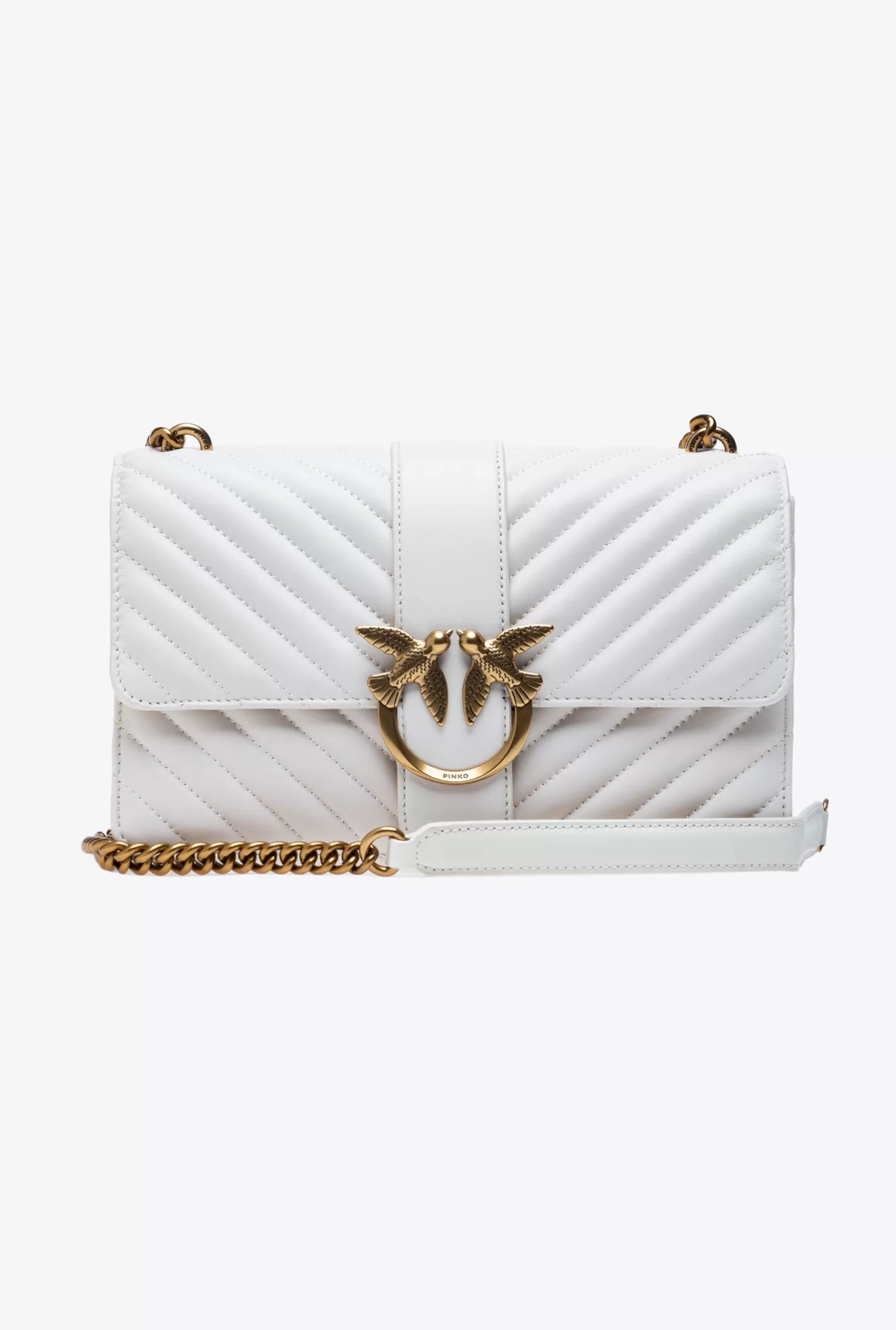 Pinko Classic Love Bag One Chevron BIANCO+BANCO-ANTIQUE GOLD Outlet