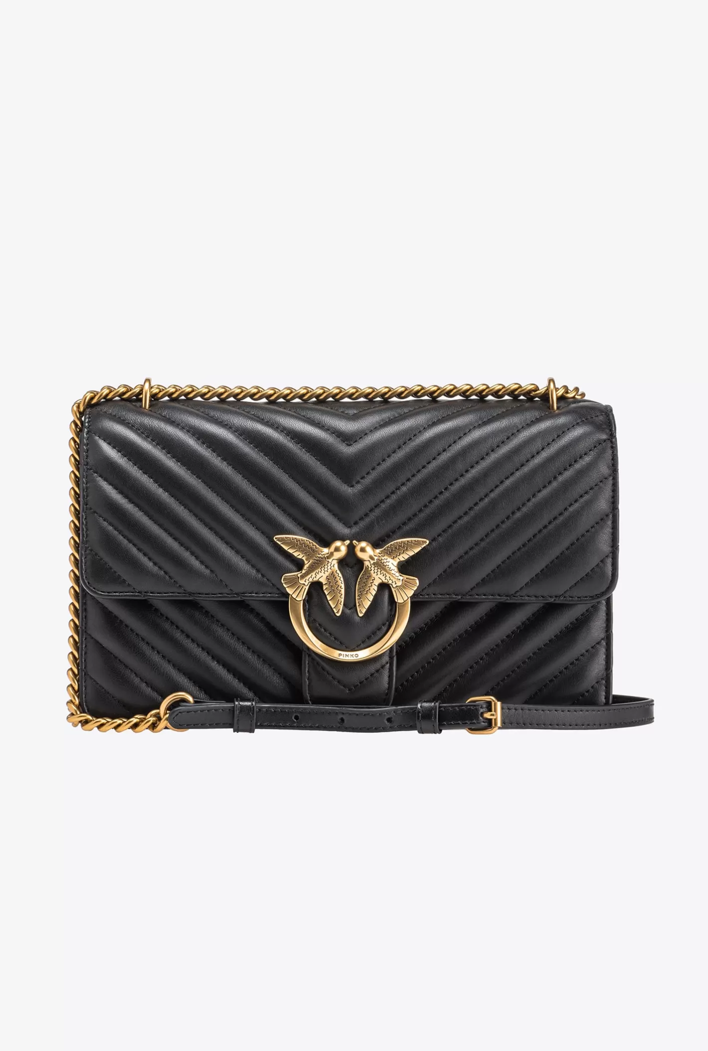 Pinko Classic Love Bag One Chevron NERO-ANTIQUE GOLD Store