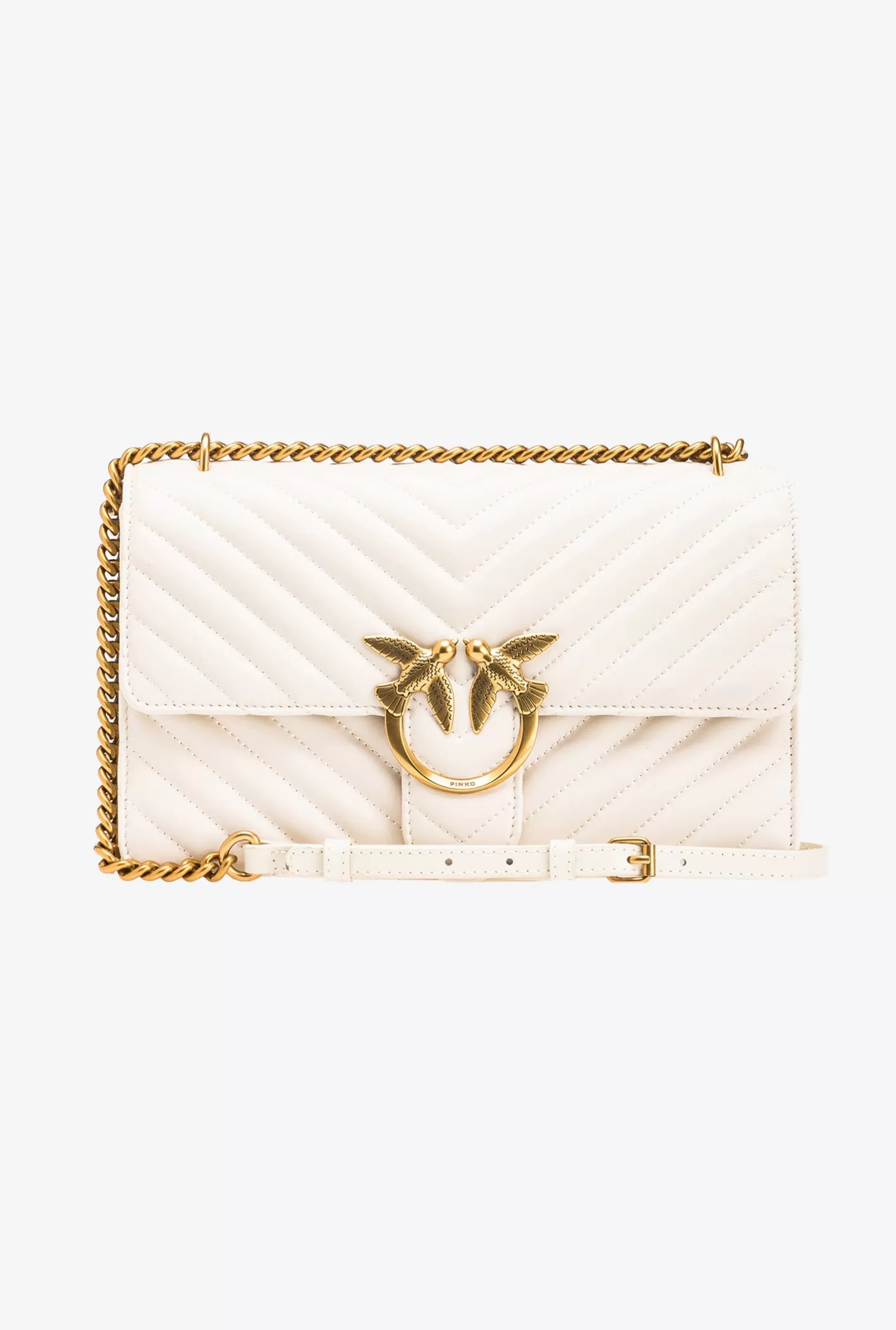 Pinko Classic Love Bag One Chevron BIANCO+BANCO-ANTIQUE GOLD Online