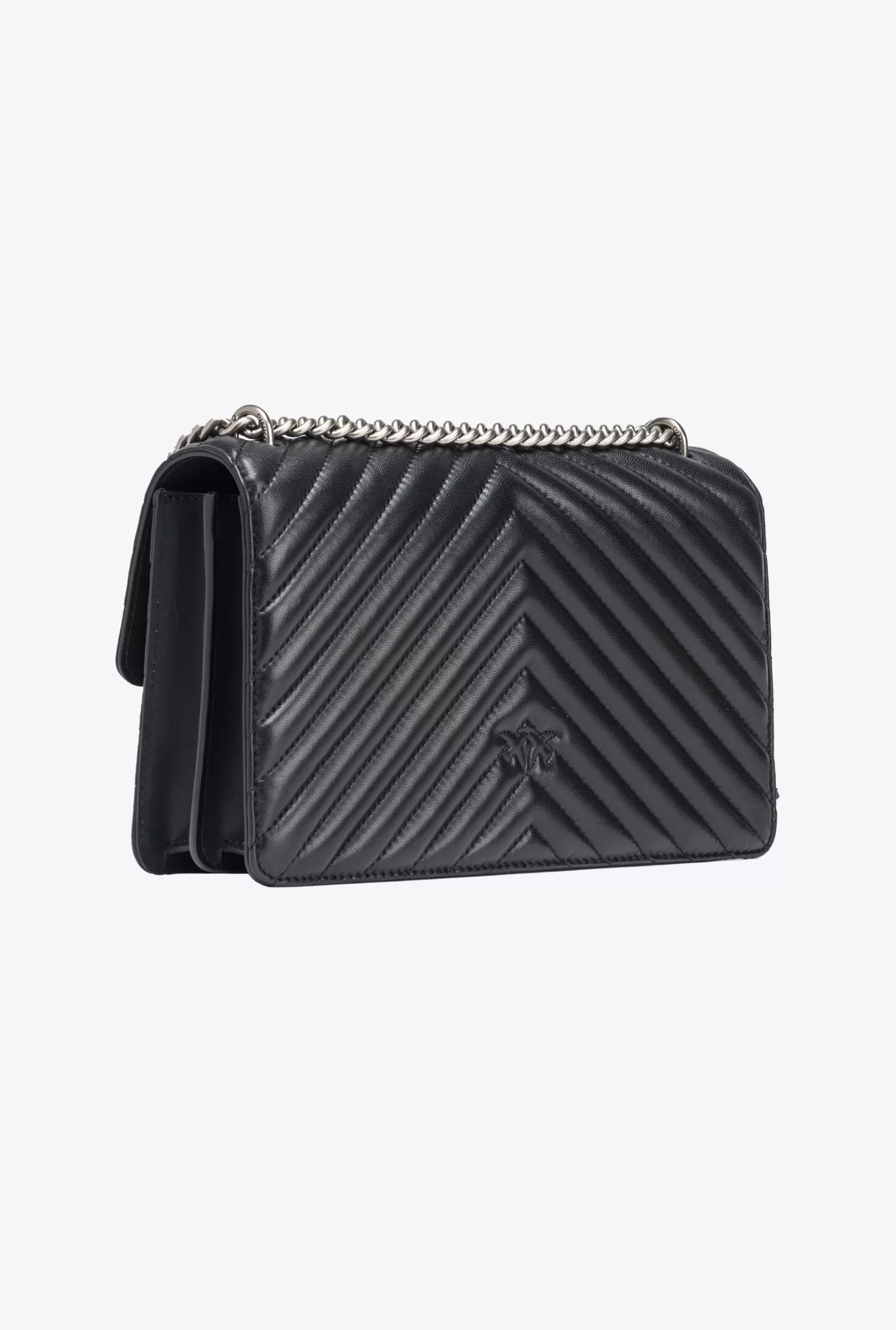 Pinko Classic Love Bag One Chevron NERO-OLD SILVER New