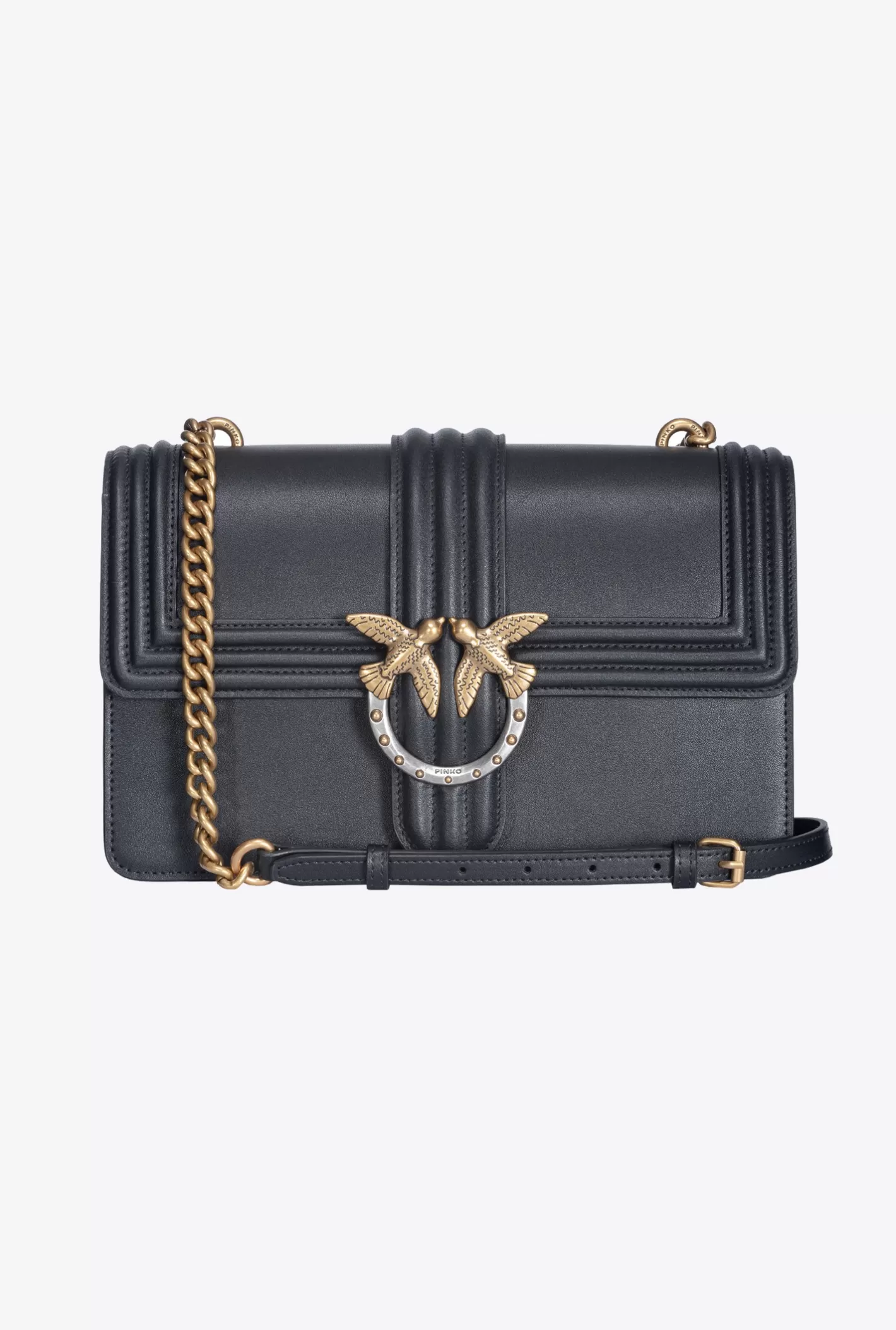 Pinko Classic Love Bag One con profili bombè NERO-ANTIQUE GOLD Flash Sale