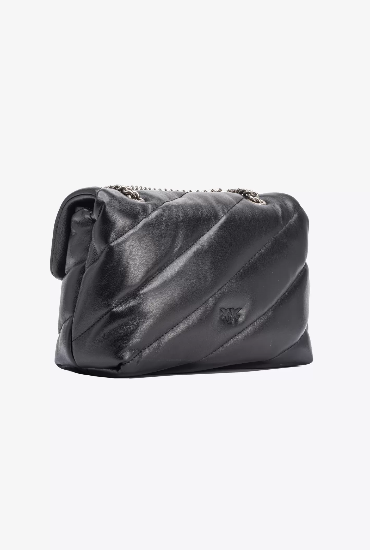 Pinko Classic Love Bag Puff Maxi Quilt NERO-OLD SILVER New