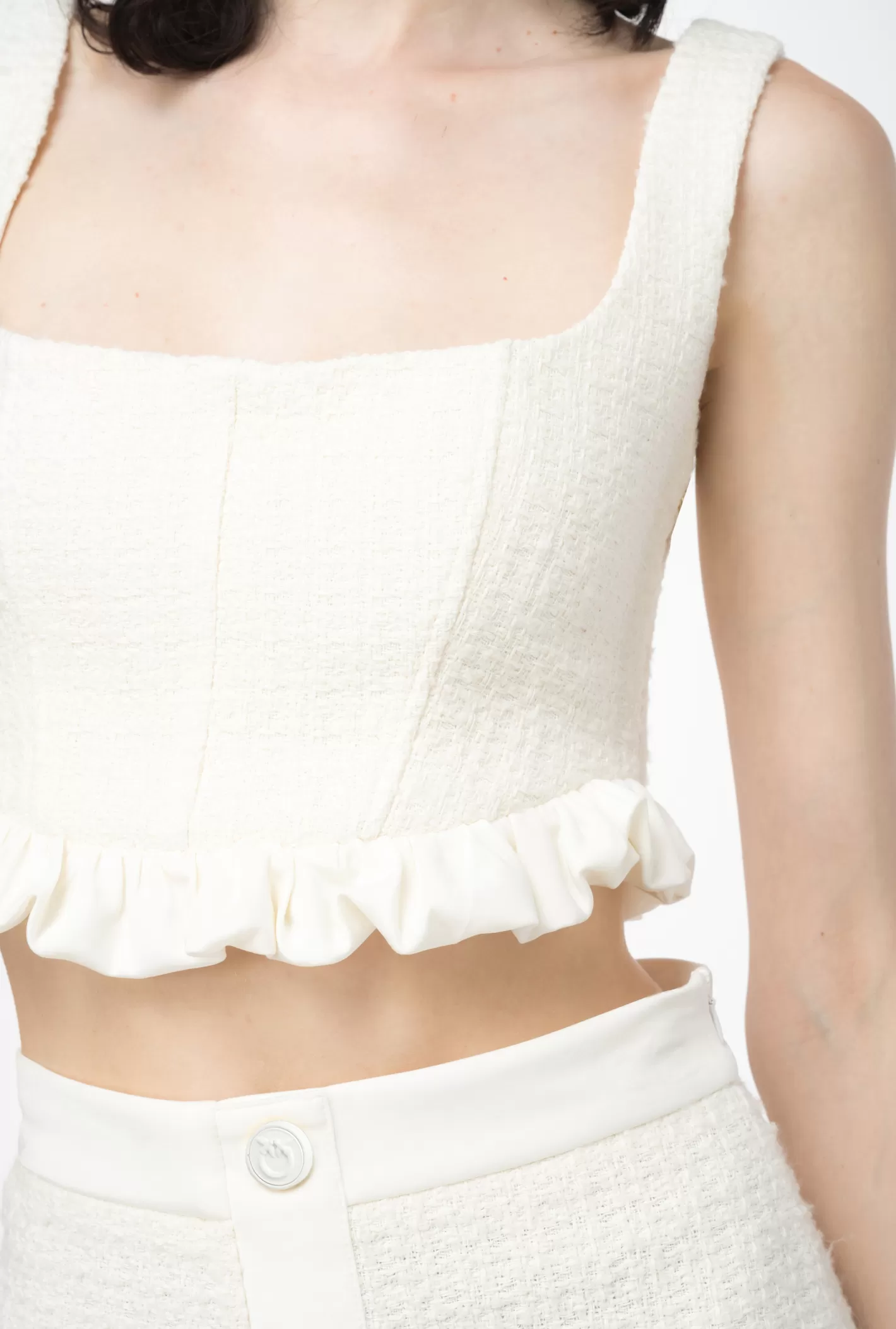 Pinko Crop top in tweed BIANCO-GELATO VANIGLIA Best Sale