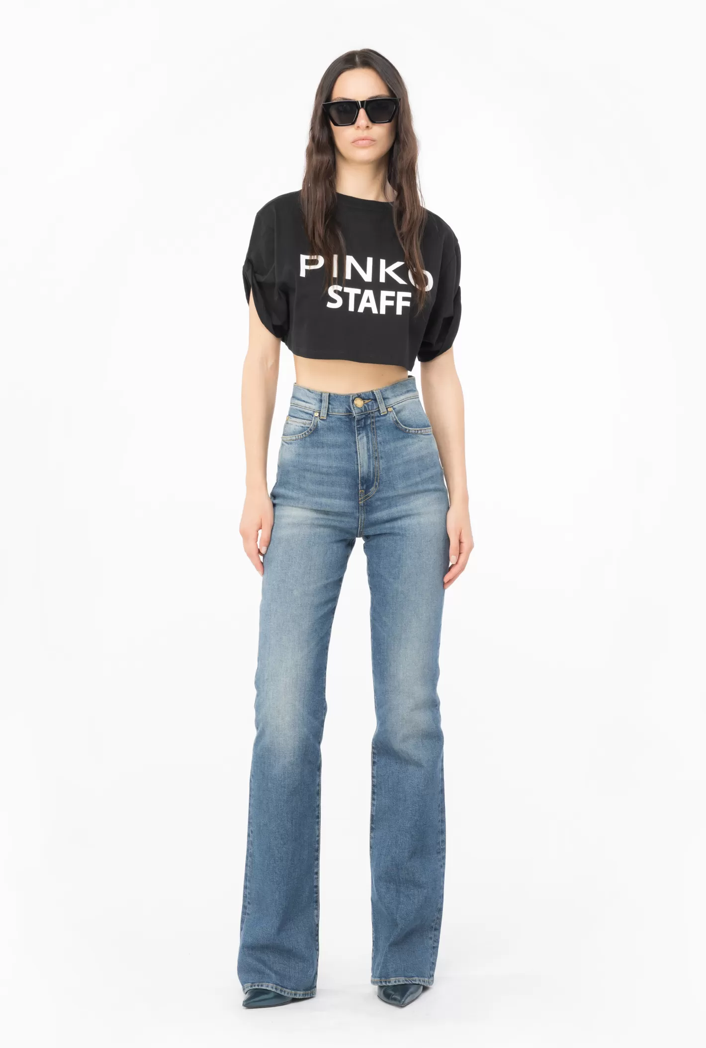 Pinko Crop top Staff NERO/BIANCO Shop