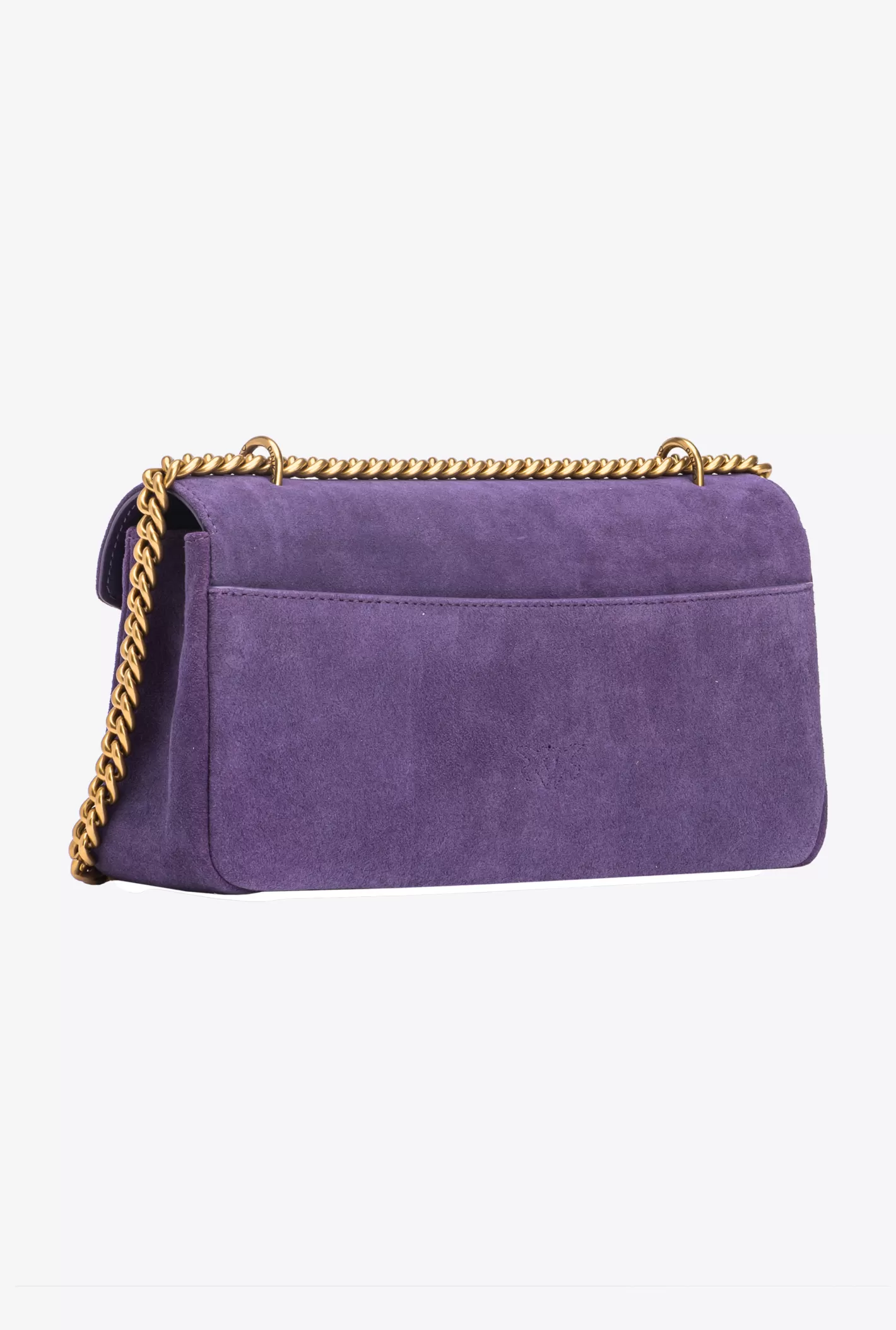 Pinko Cupido Bag Baguette in suede VIOLA UVA-ANTIQUE GOLD Hot