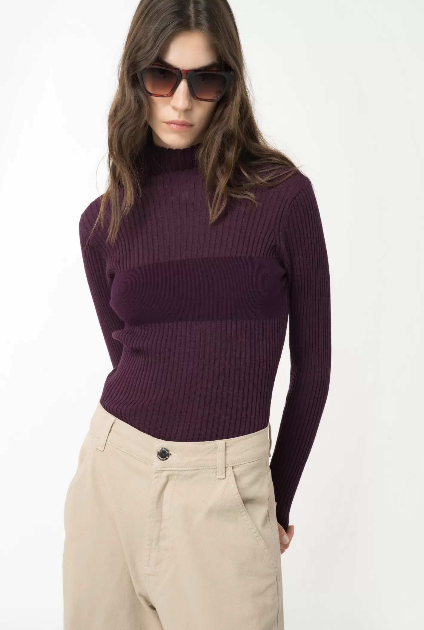 Pinko Dolcevita in maglia a costine VIOLA POTENTE Clearance