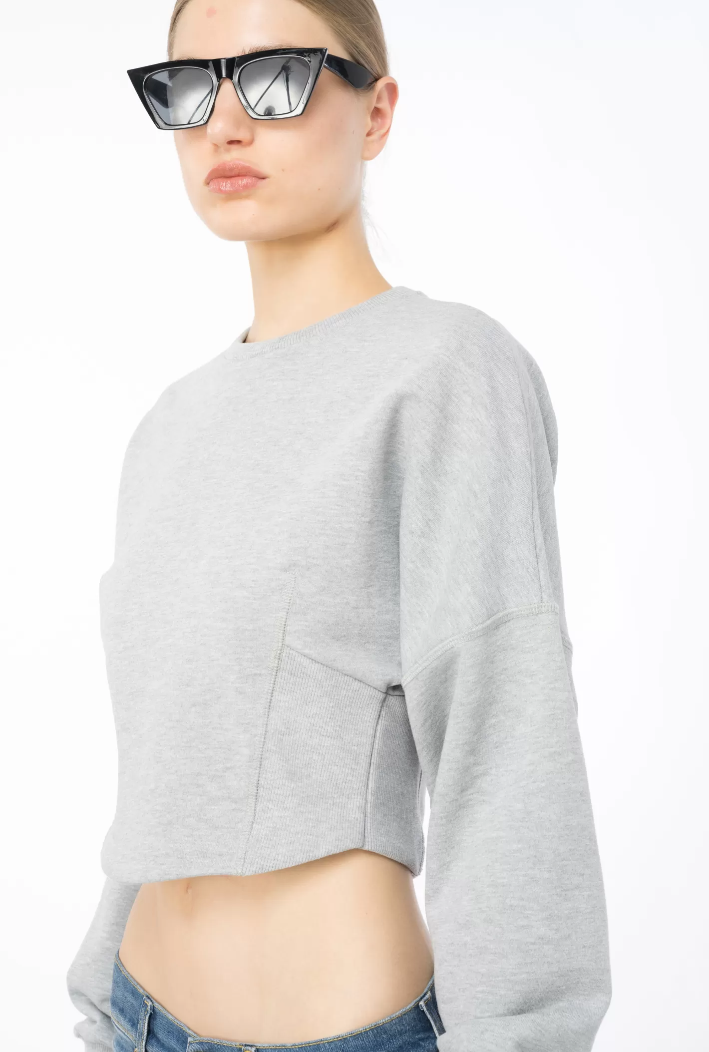 Pinko Felpa cropped GRIGIO PIOGGERELLA Best Sale