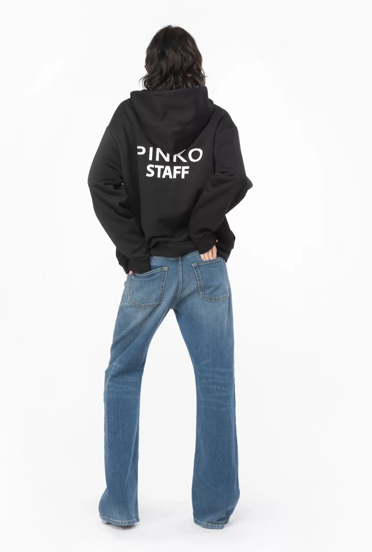 Pinko Felpa Staff con zip NERO/BIANCO Discount