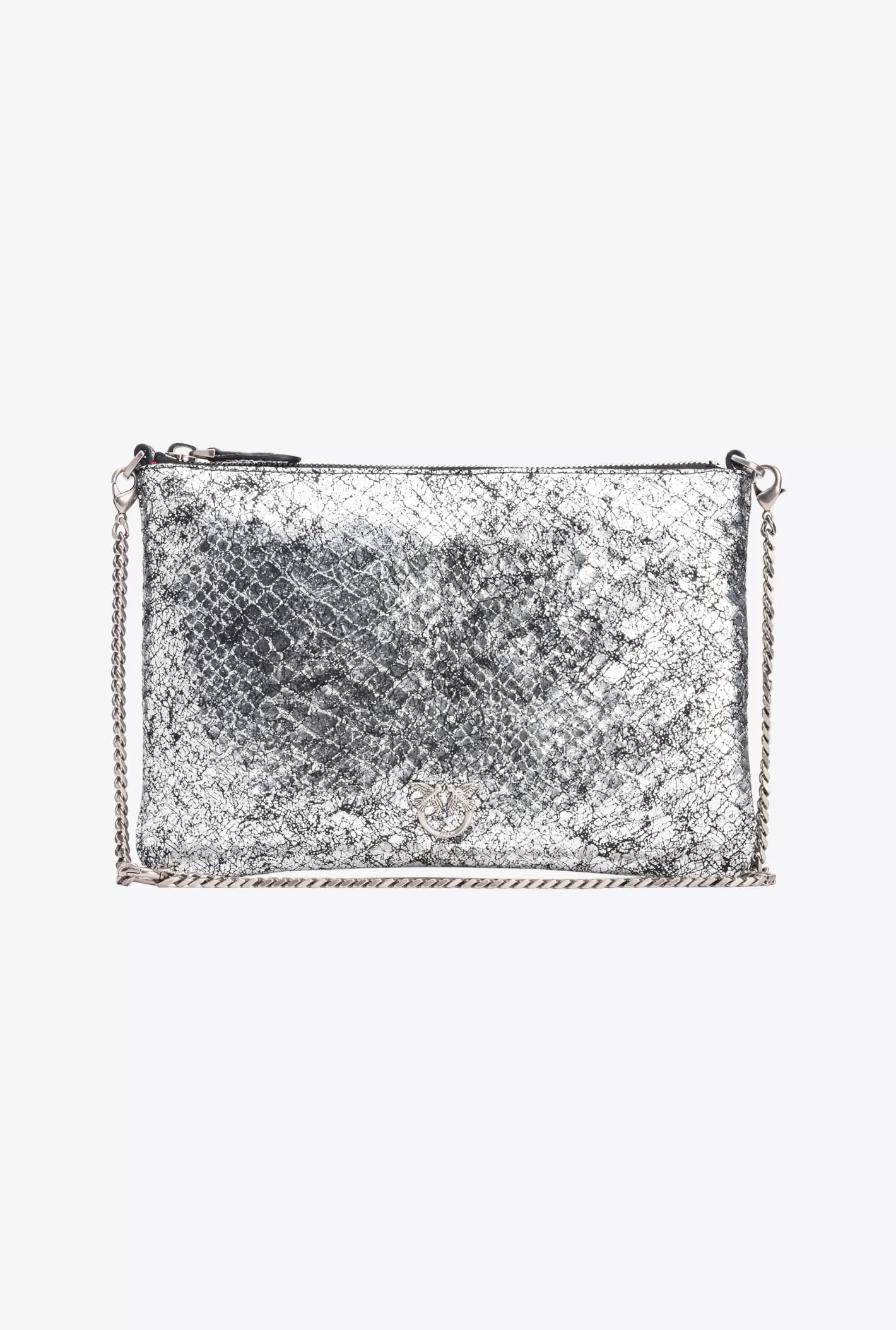 Pinko Flat Love Bag cocco craquelè Galleria ARGENTO SCURO-OLD SILVER Flash Sale