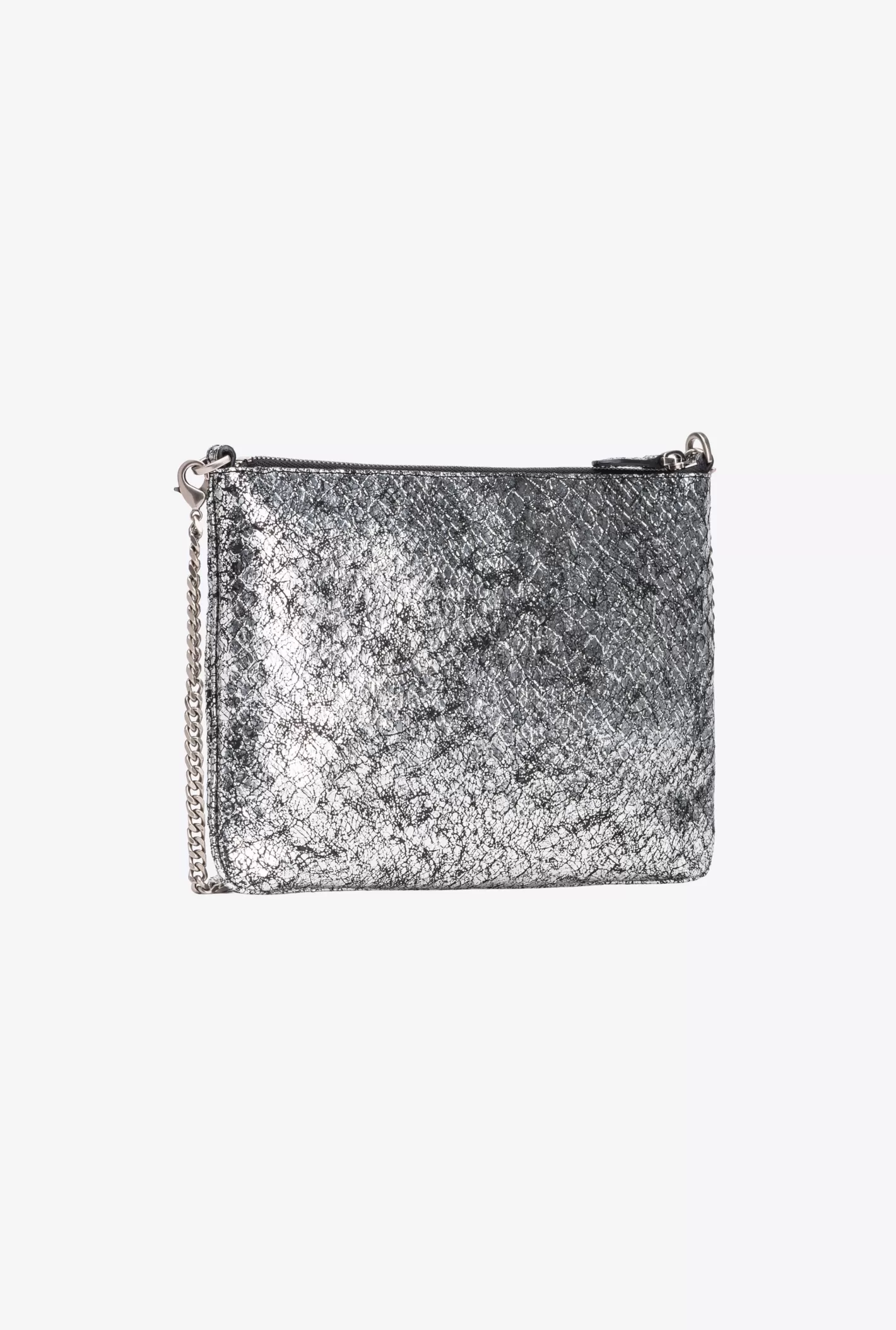 Pinko Flat Love Bag cocco craquelè Galleria ARGENTO SCURO-OLD SILVER Flash Sale