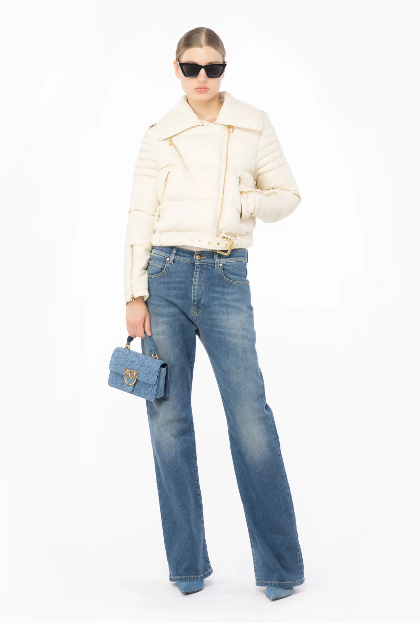 Pinko Giacca biker imbottita effetto pelle light BEIGE NEBBIA Shop