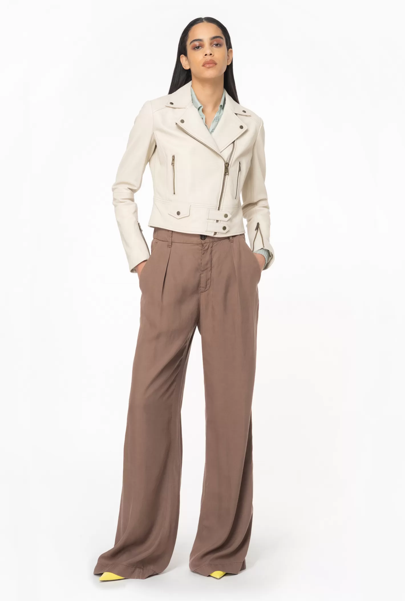 Pinko Giacca biker in nappa BEIGE-FARINA AVENA Online