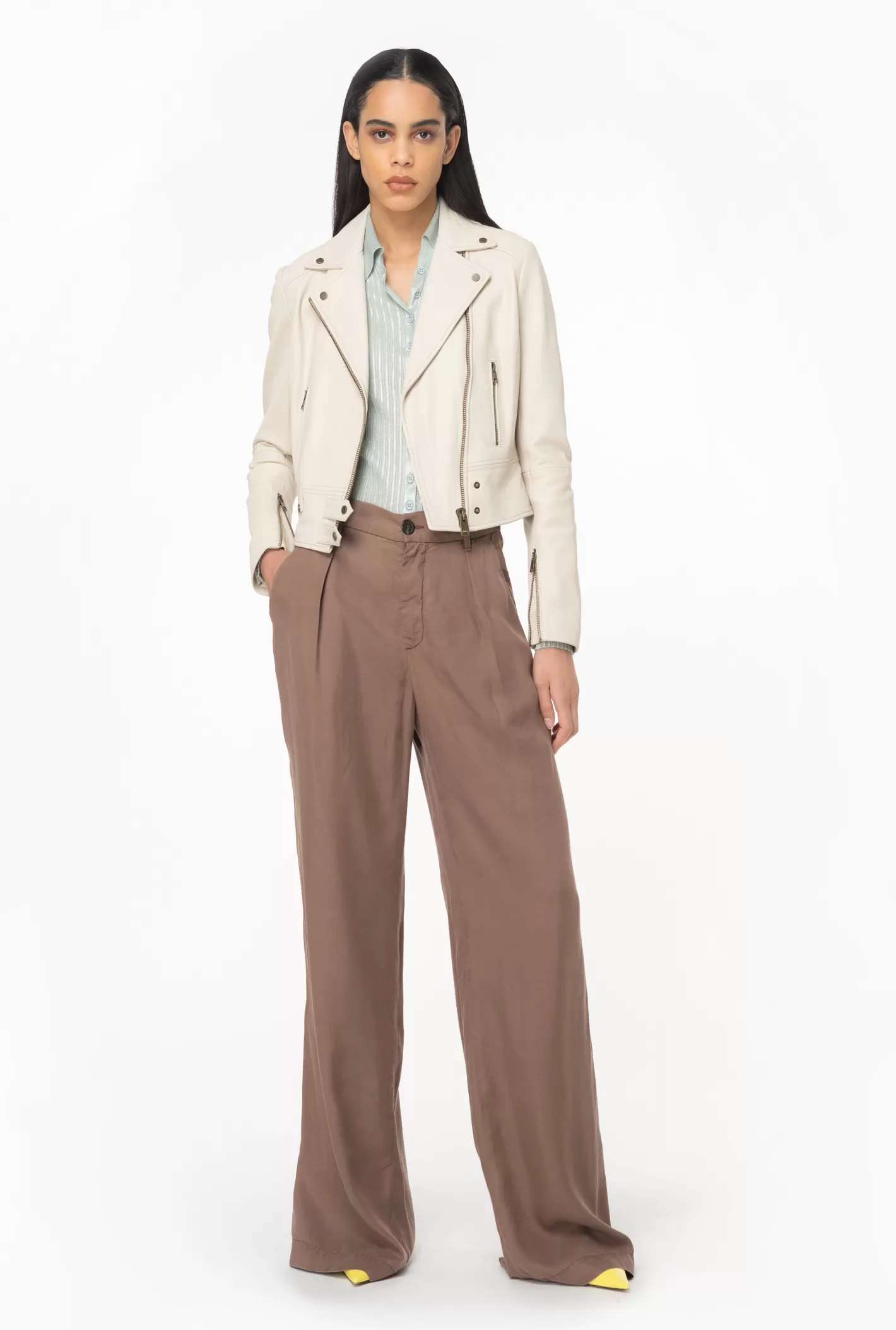 Pinko Giacca biker in nappa BEIGE-FARINA AVENA Online