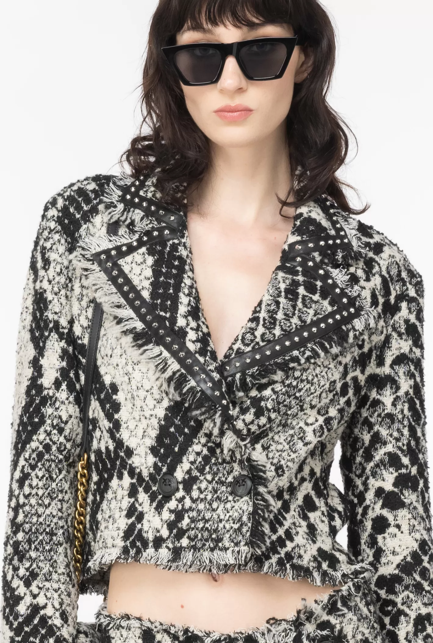 Pinko Giacca boxy snake jacquard BIANCO/NERO Shop