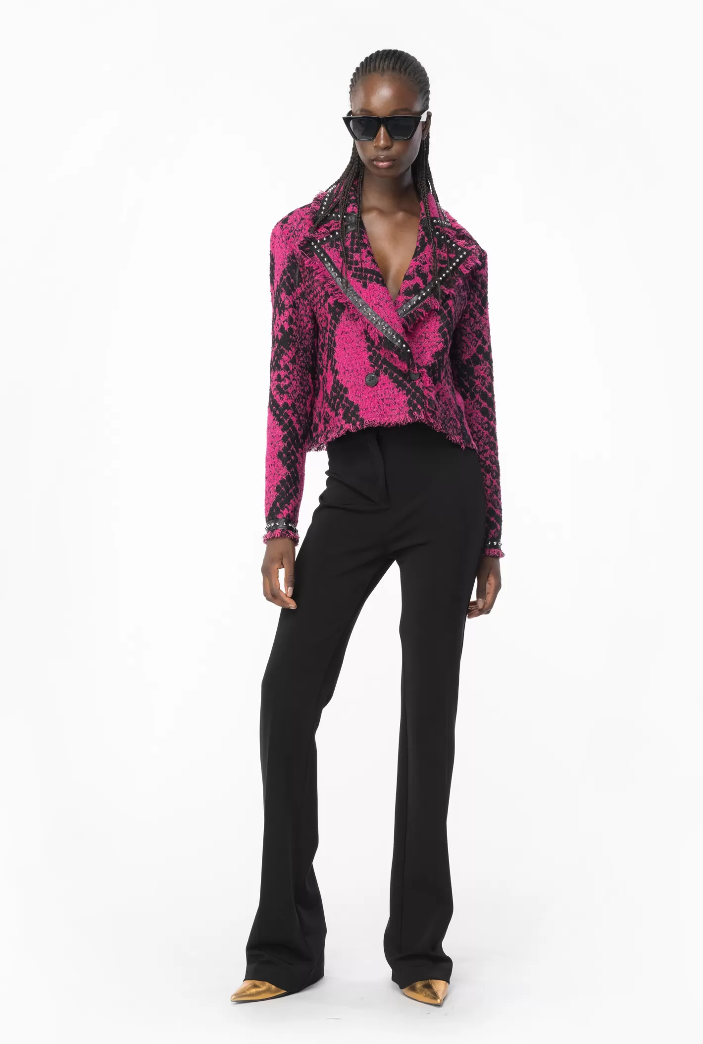 Pinko Giacca boxy snake jacquard FUXIA/NERO Sale