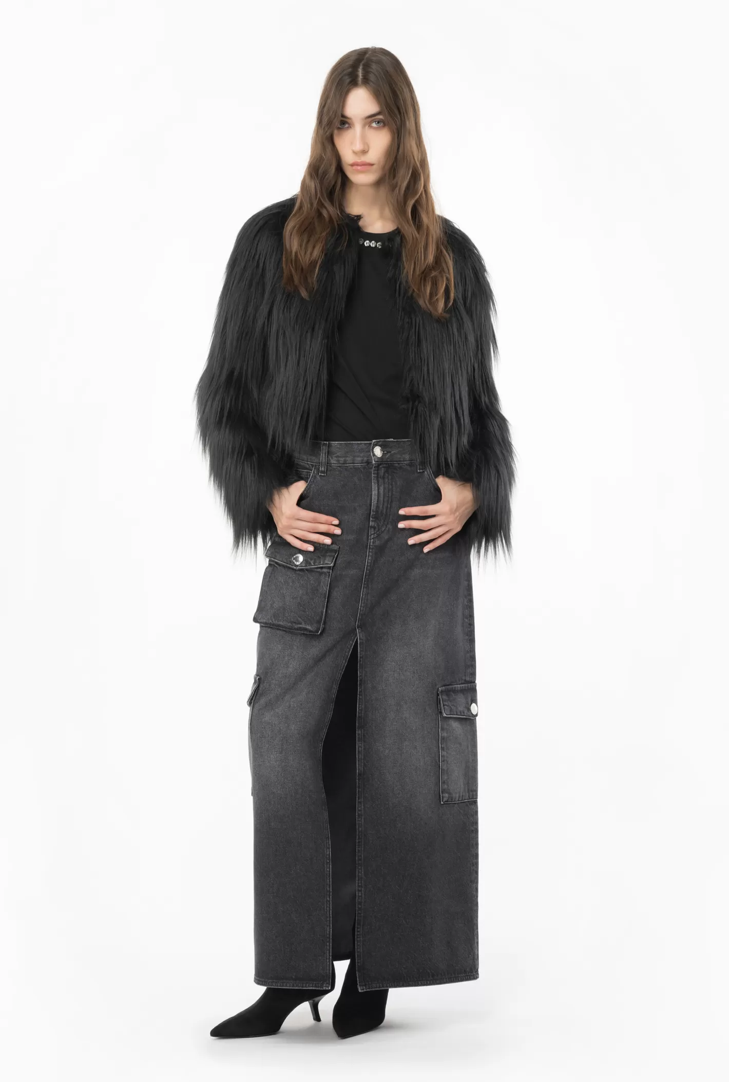 Pinko Giacca faux fur NERO LIMOUSINE Cheap