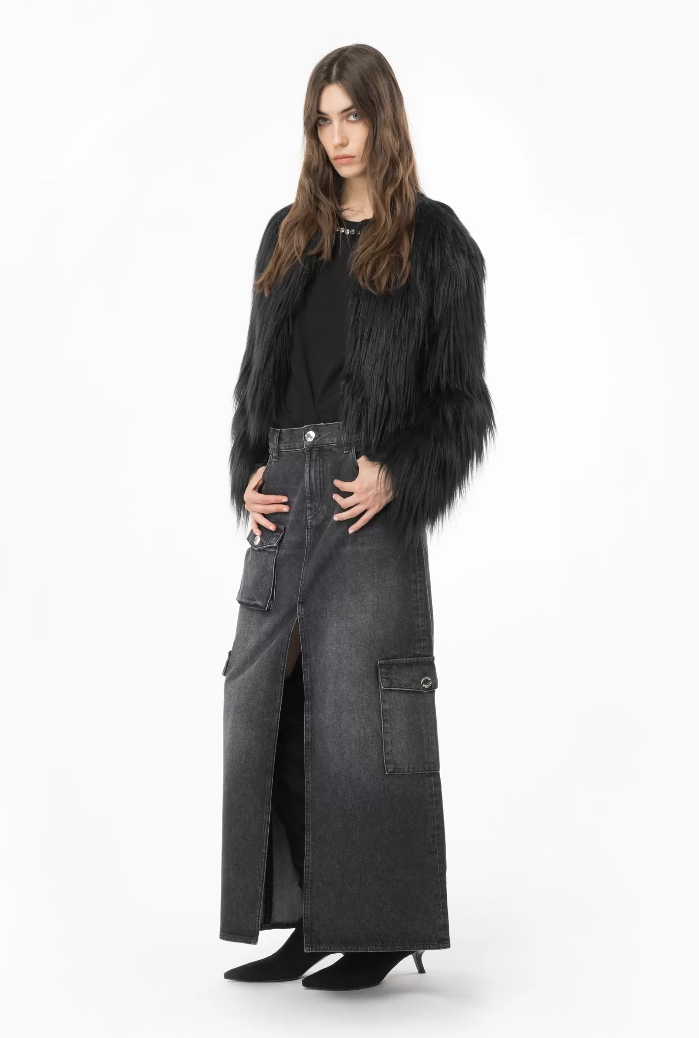 Pinko Giacca faux fur NERO LIMOUSINE Cheap