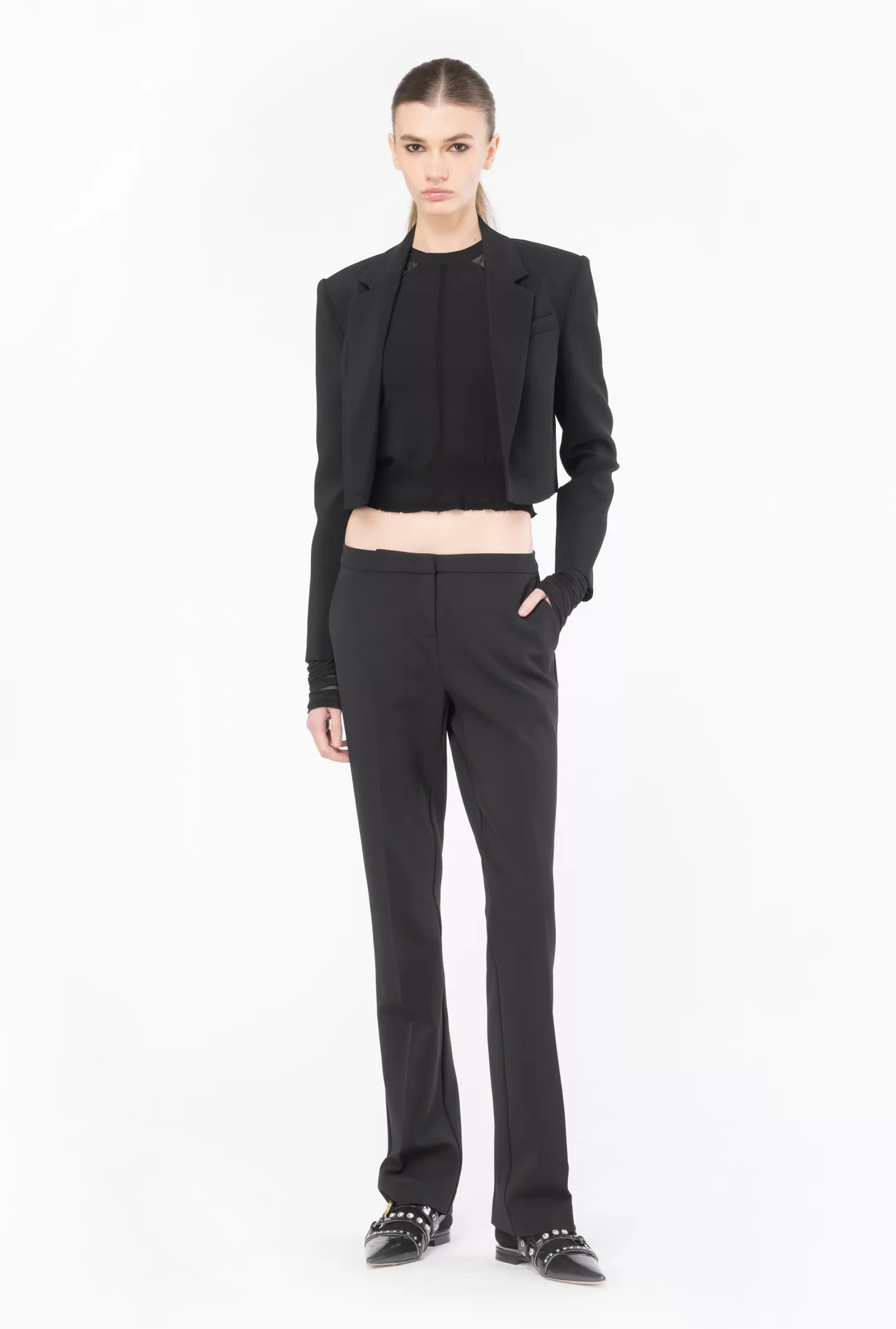 Pinko Giacca Spencer in crêpe stretch NERO LIMOUSINE Flash Sale