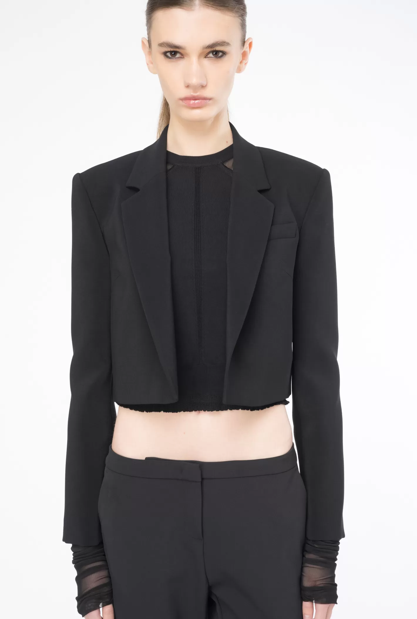 Pinko Giacca Spencer in crêpe stretch NERO LIMOUSINE Flash Sale