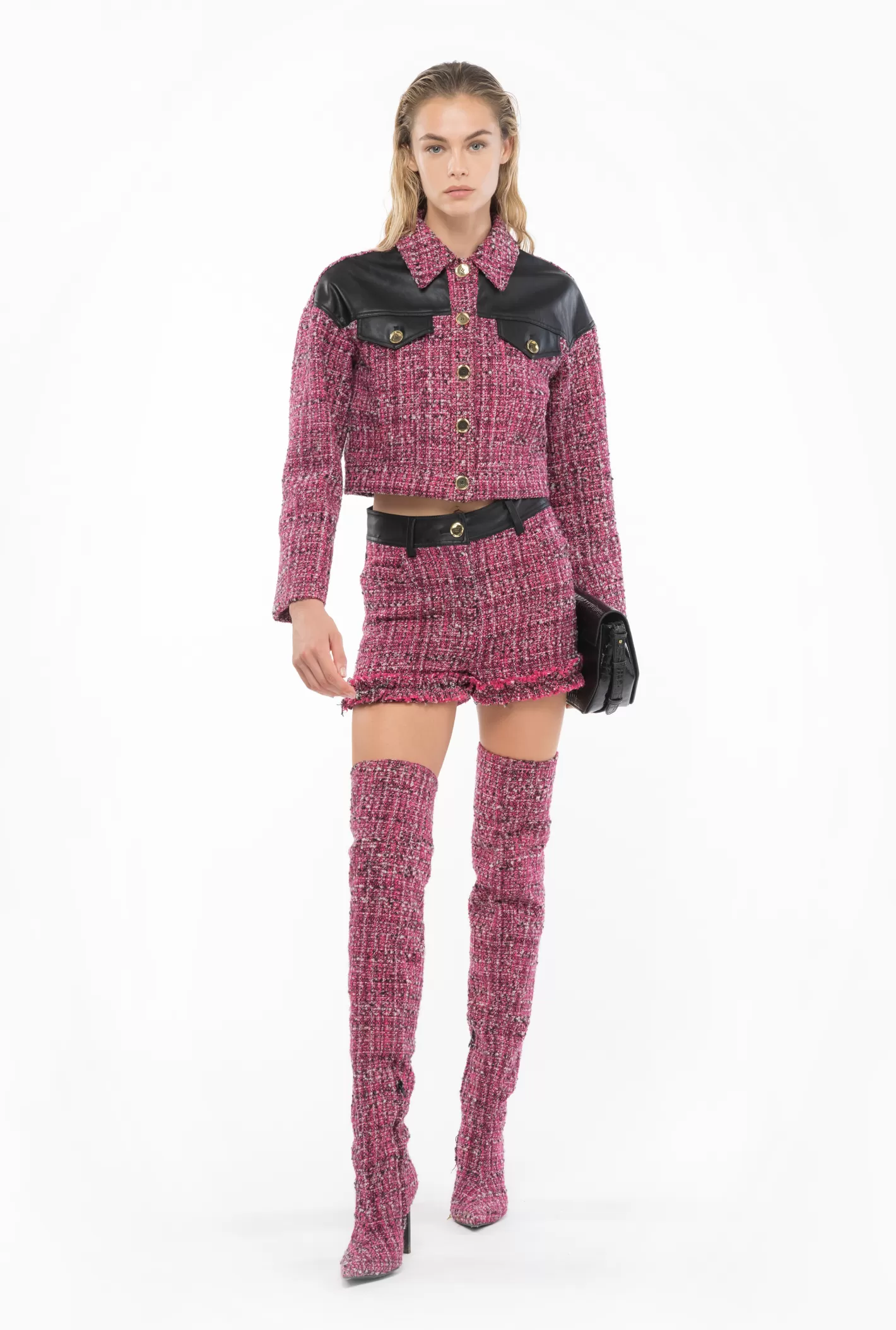 Pinko Giubbino corto in tweed MULT.FUXIA/NERO Clearance