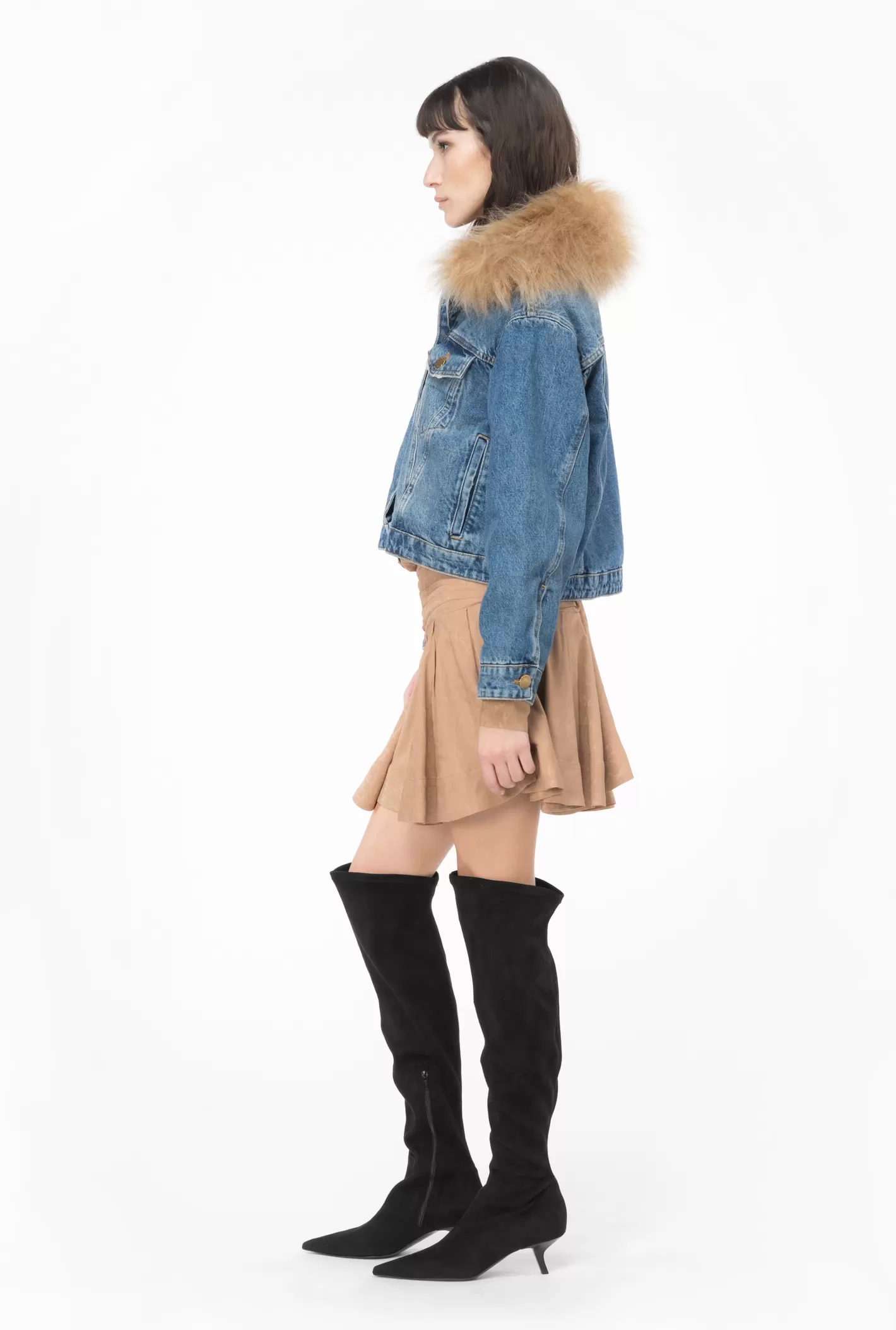 Pinko Giubbino denim con faux fur LAVAGGIO VINTAGE MEDIO Sale