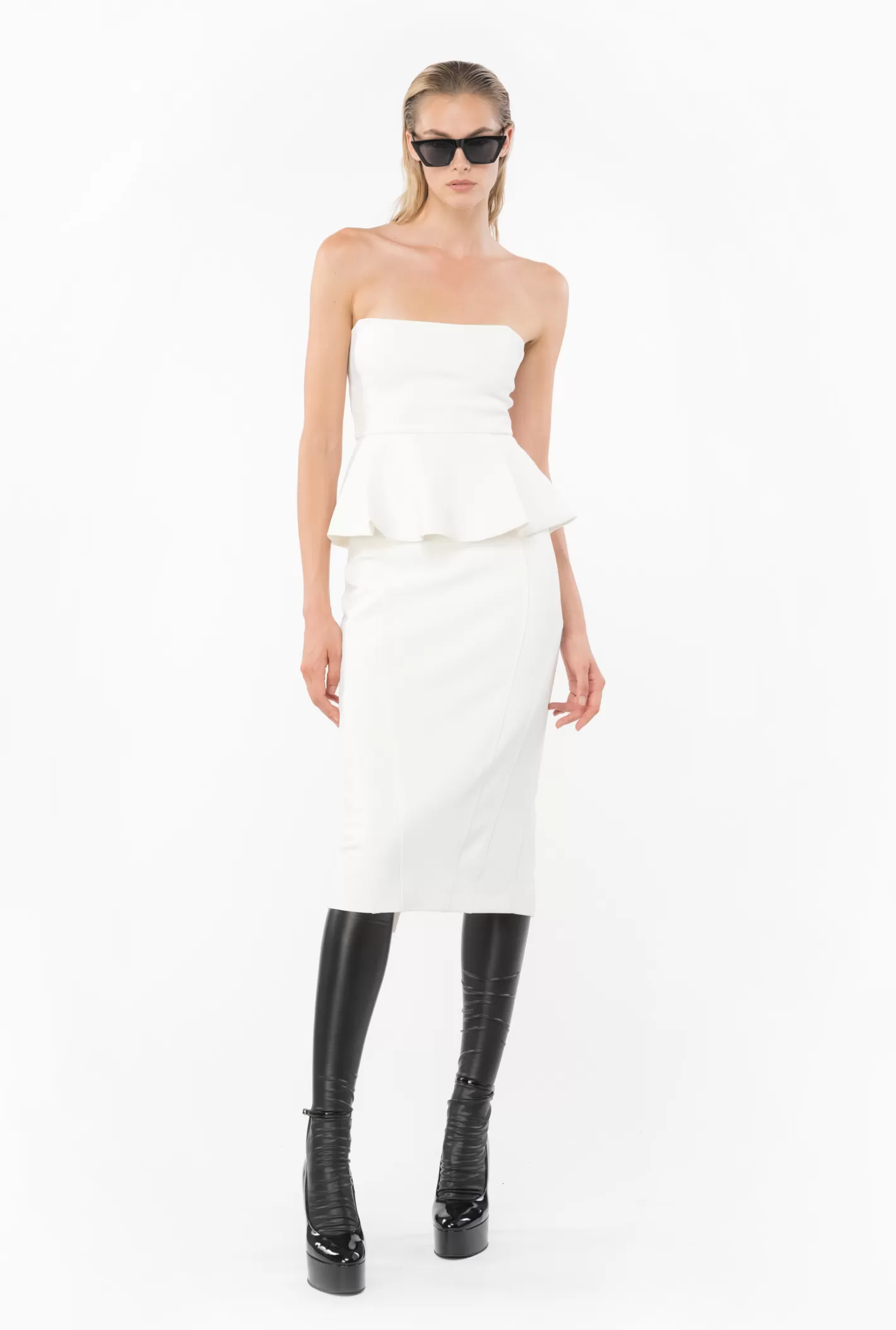 Pinko Gonna longuette crêpe stretch BIANCO-BIANCANEVE Outlet