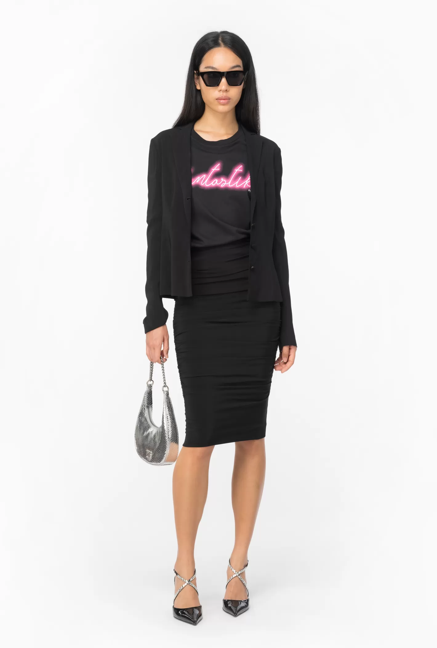 Pinko Gonna longuette georgette NERO LIMOUSINE Flash Sale