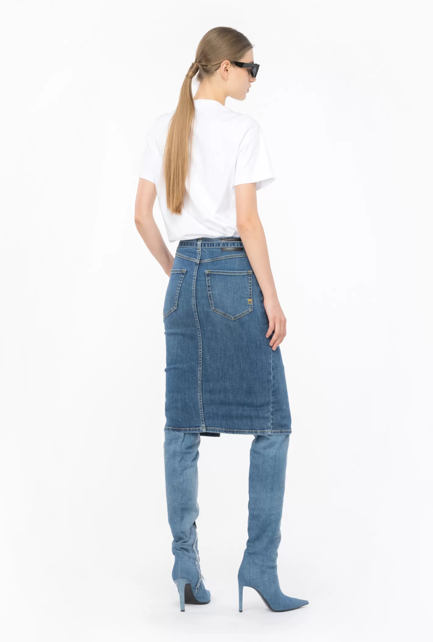 Pinko Gonna longuette in denim con cintura LAVAGGIO SCURO Cheap