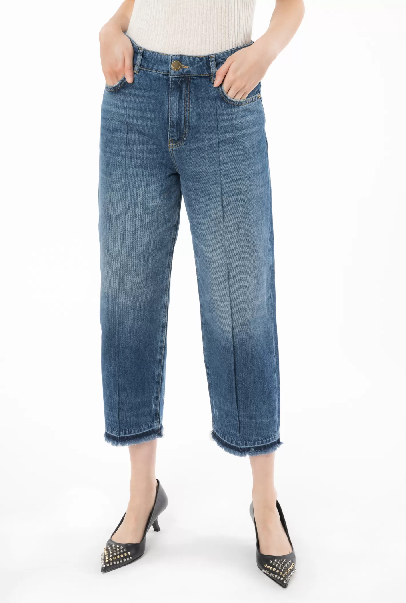 Pinko Jeans boyfriend cropped denim LAVAGGIO VINTAGE MEDIO SCURO Best Sale