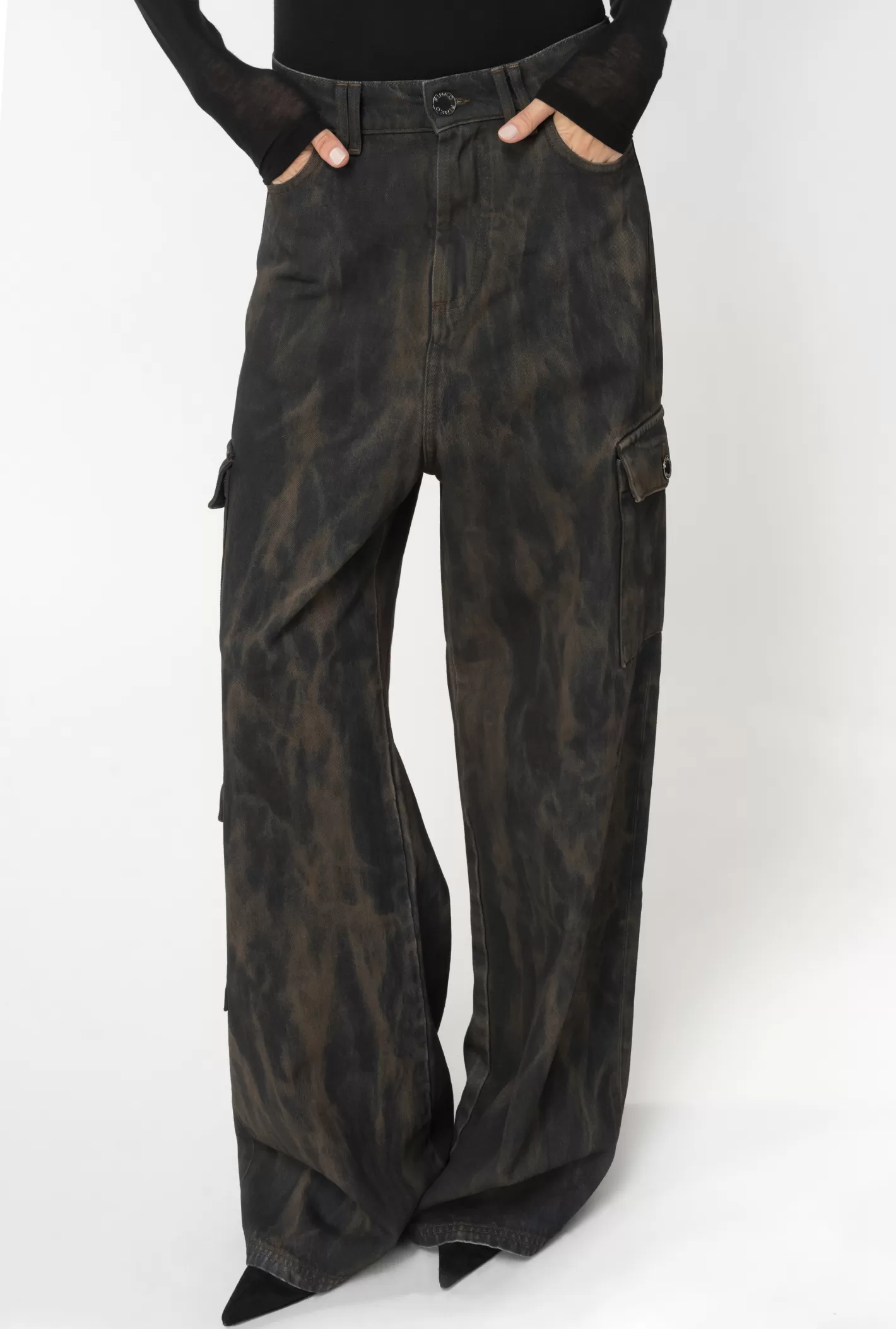 Pinko Jeans cargo denim bleached MULTI.NERO/BRUCIATO Store