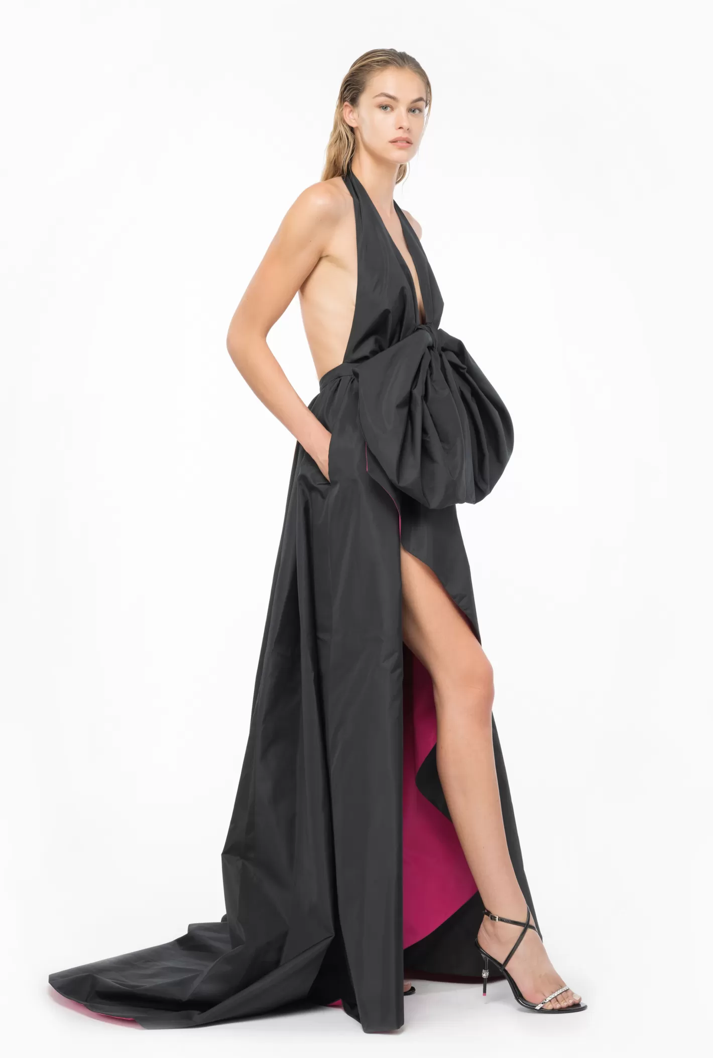 Pinko Maxi abito elegante bicolor NERO/ROSA Store