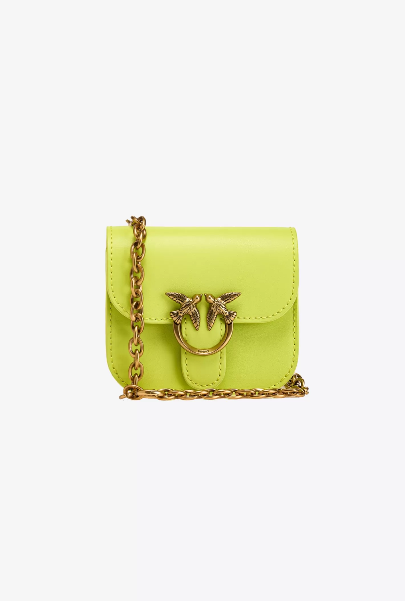 Pinko Micro Love Bag Bell in pelle GIALLO CEDRO-ANTIQUE GOLD Store