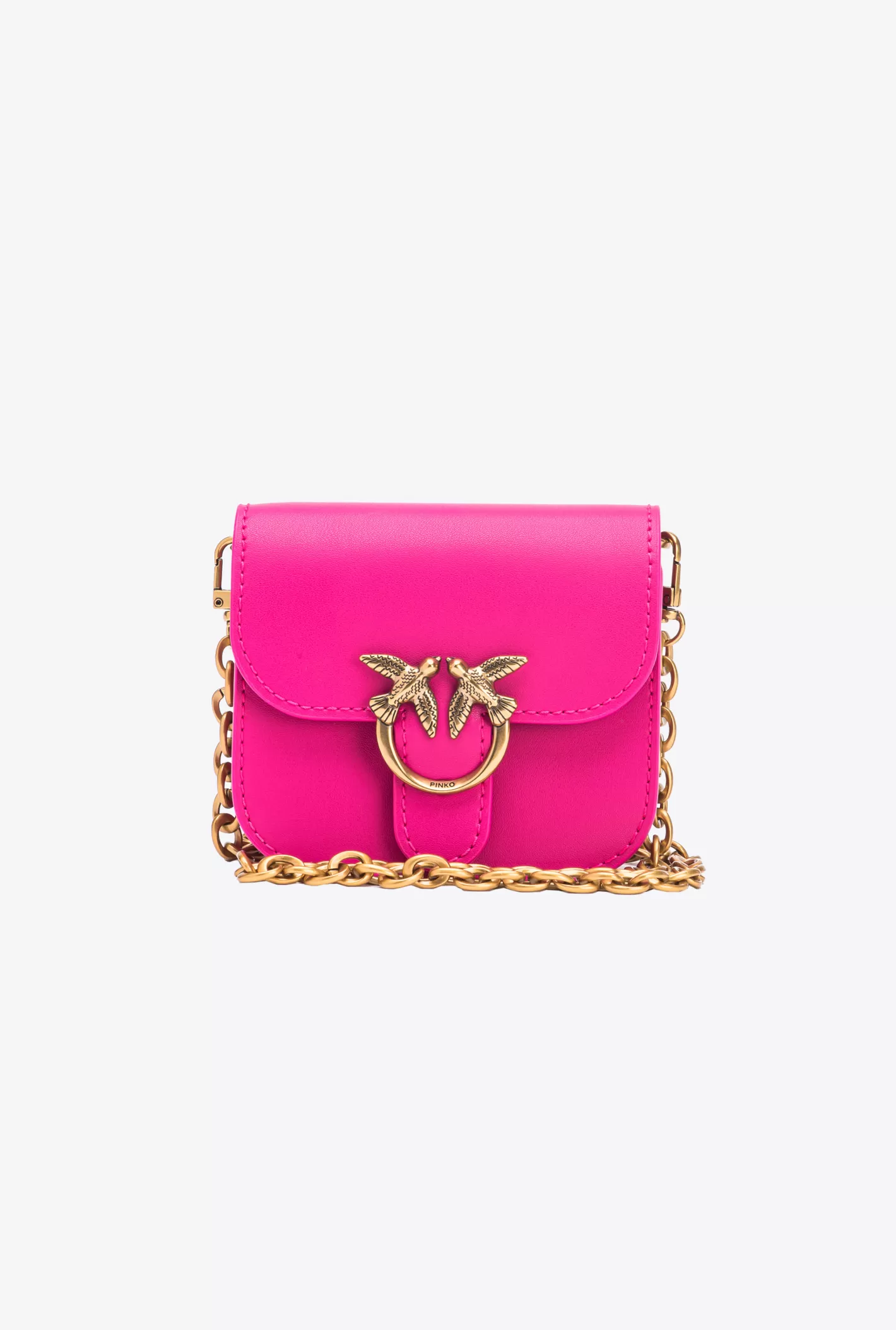 Pinko Micro Love Bag Bell in pelle PINK PINKO-ANTIQUE GOLD Clearance