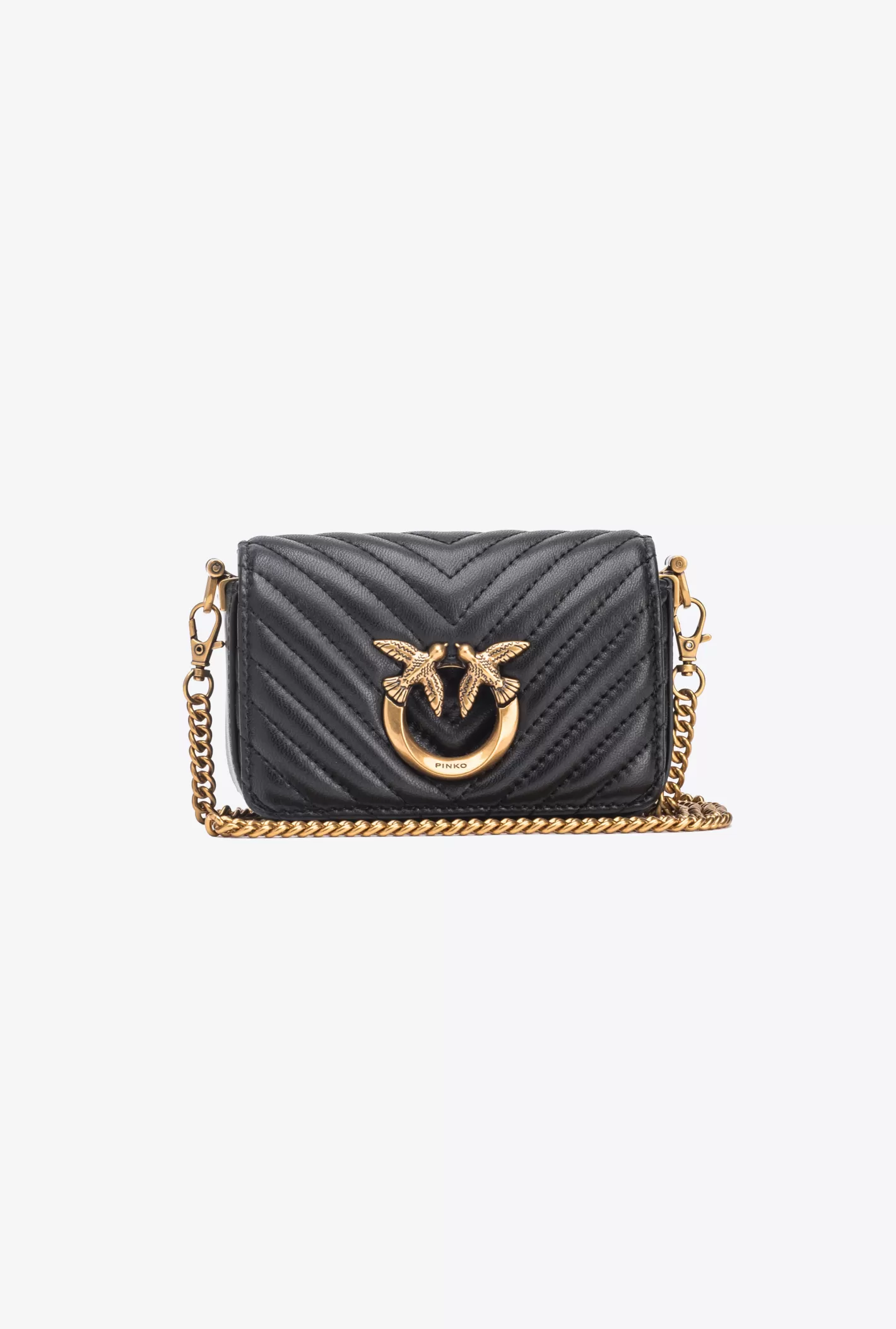 Pinko Micro Love Bag Click Chevron NERO-ANTIQUE GOLD Best Sale