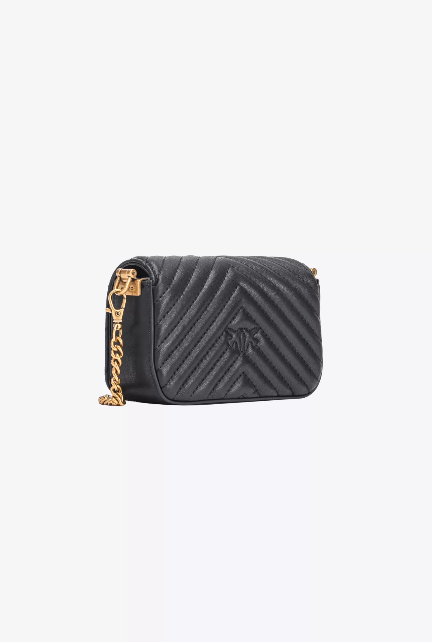 Pinko Micro Love Bag Click Chevron NERO-ANTIQUE GOLD Best Sale