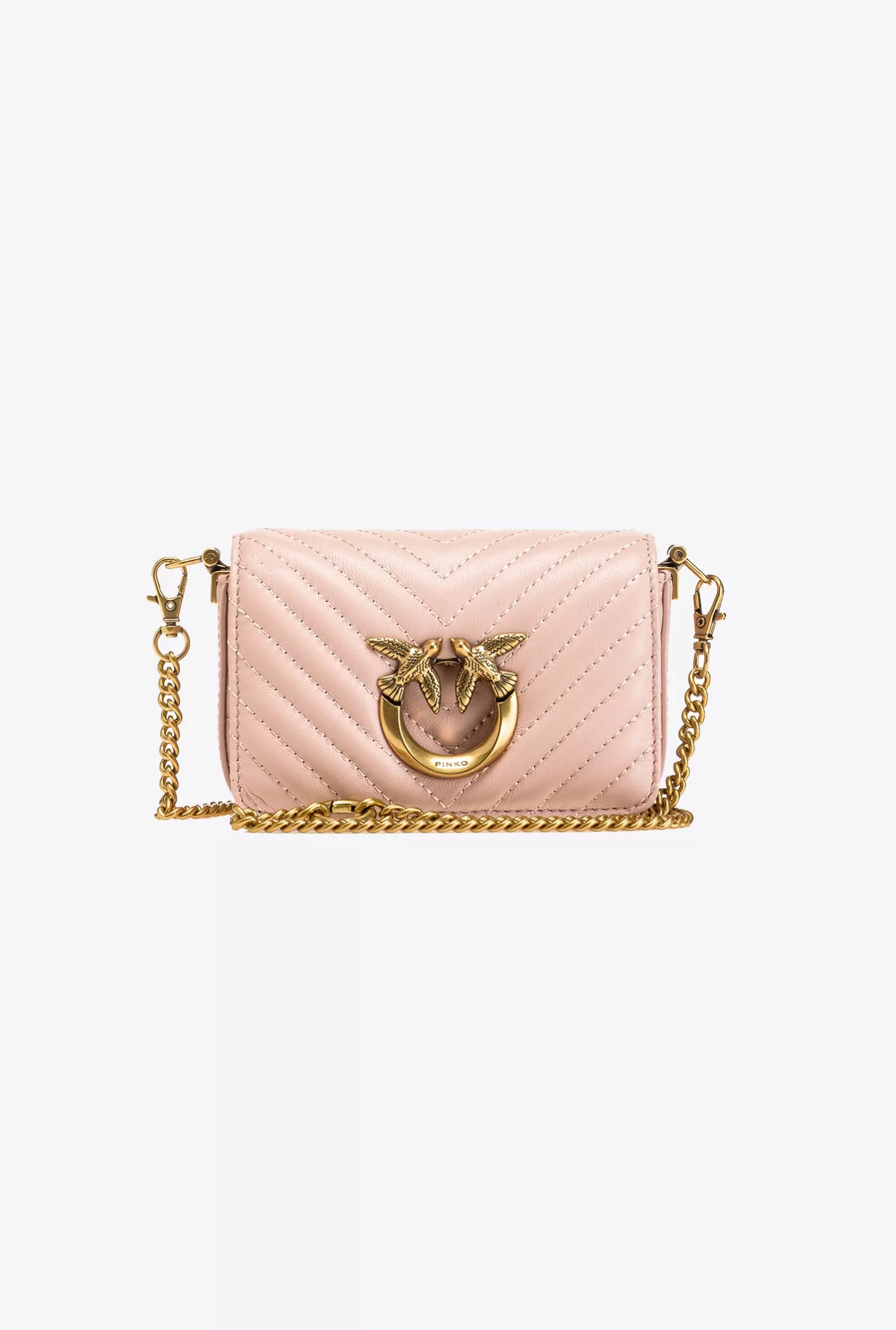 Pinko Micro Love Bag Click Chevron ROSA/POLVERE ROSA-ANTIQUE GOLD Cheap