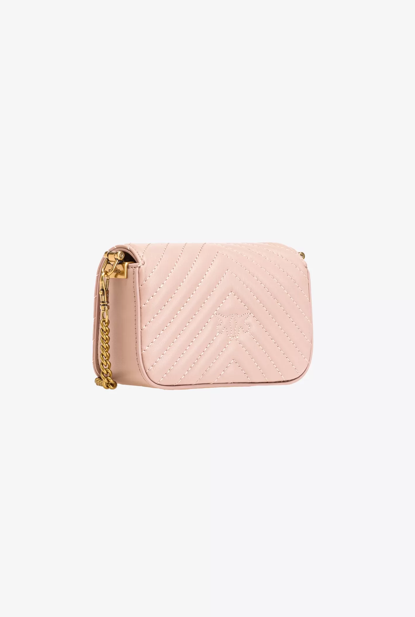 Pinko Micro Love Bag Click Chevron ROSA/POLVERE ROSA-ANTIQUE GOLD Cheap