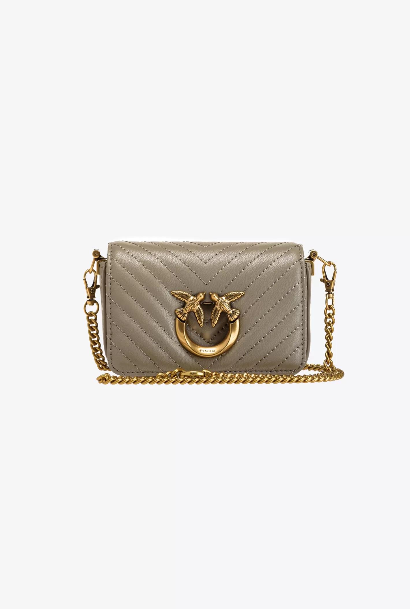 Pinko Micro Love Bag Click Chevron NOCE-ANTIQUE GOLD Flash Sale