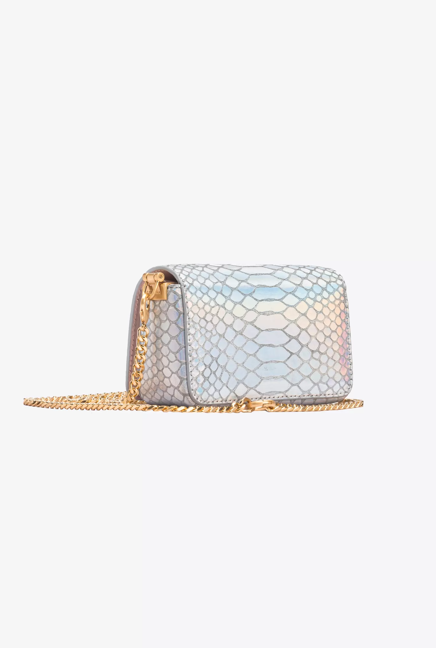 Pinko Micro Love Bag Click rettile olografico silver Galleria ARGENTO LAMINATO-BRUSHED GOLD Flash Sale